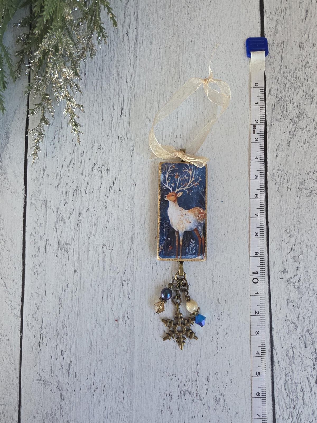 Yule Christmas Ornaments, Nighttime Scene