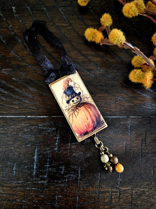 Whimsical Pumpkin Ornament, Halloween Decor
