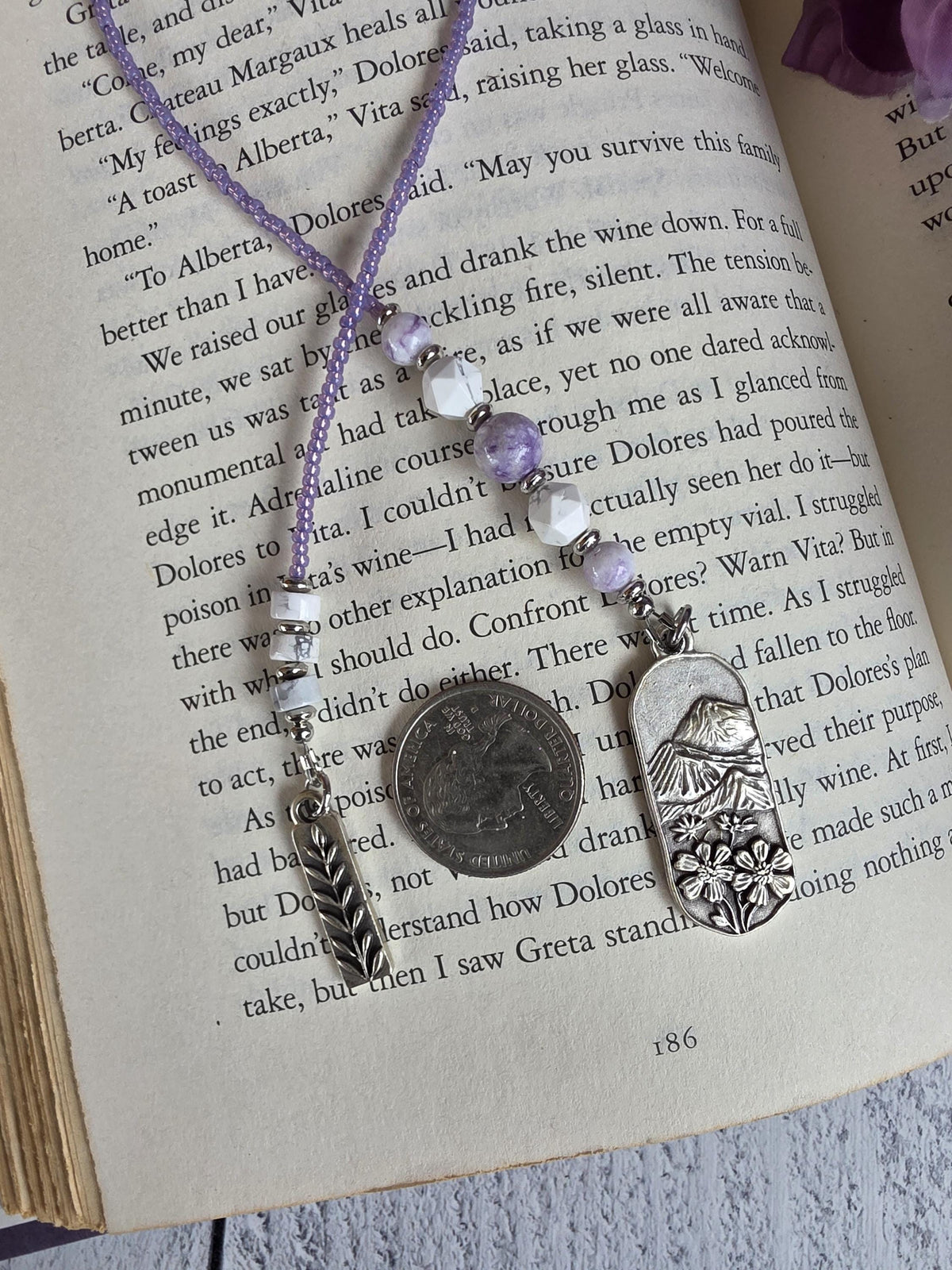 Gemstone Bookmark with Lavender Jasper Beads Makes a Unique Reader Gift