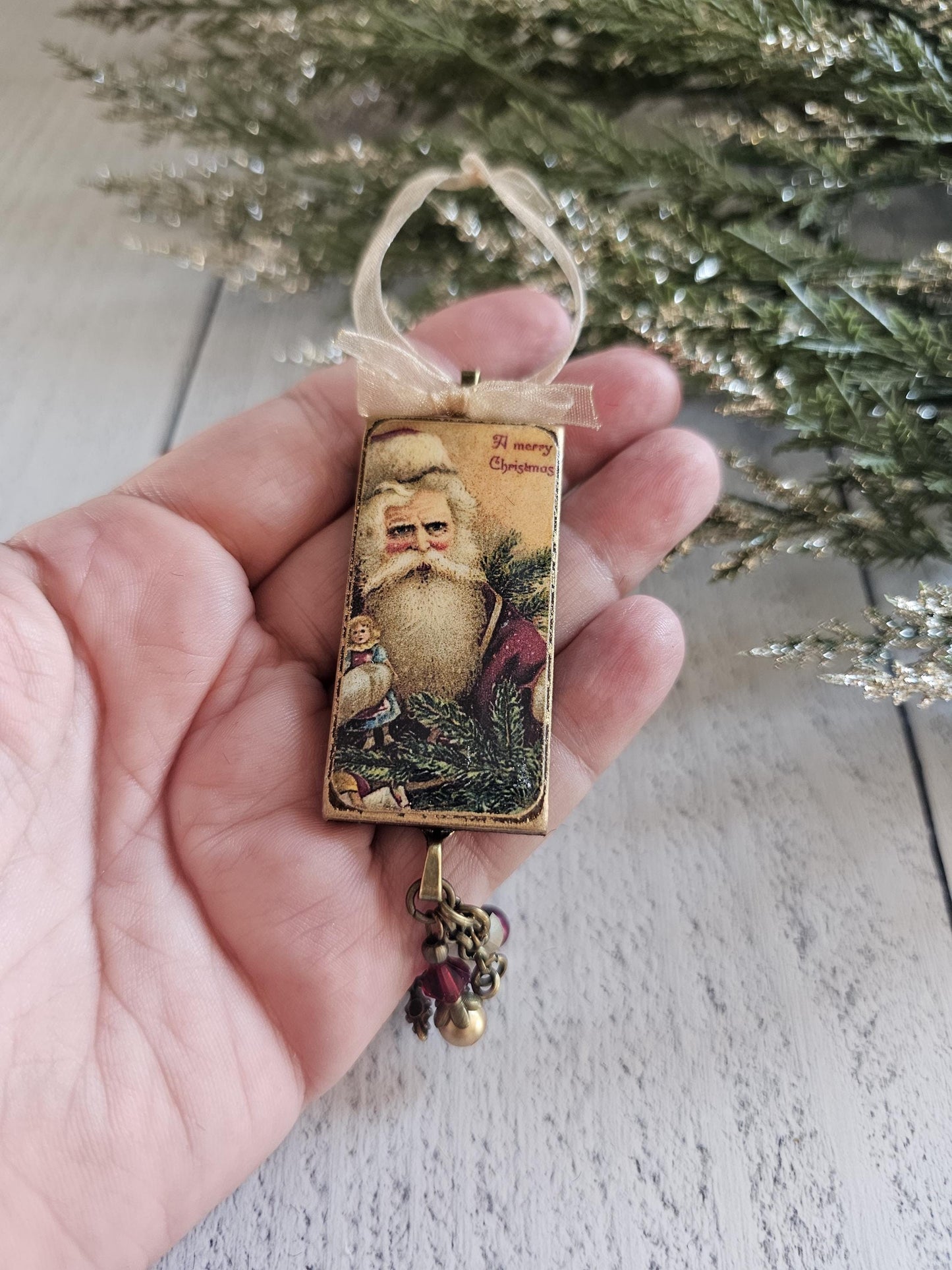 Set of Three Vintage Era Santa Wood Christmas Ornaments, Buy 3 or Singles