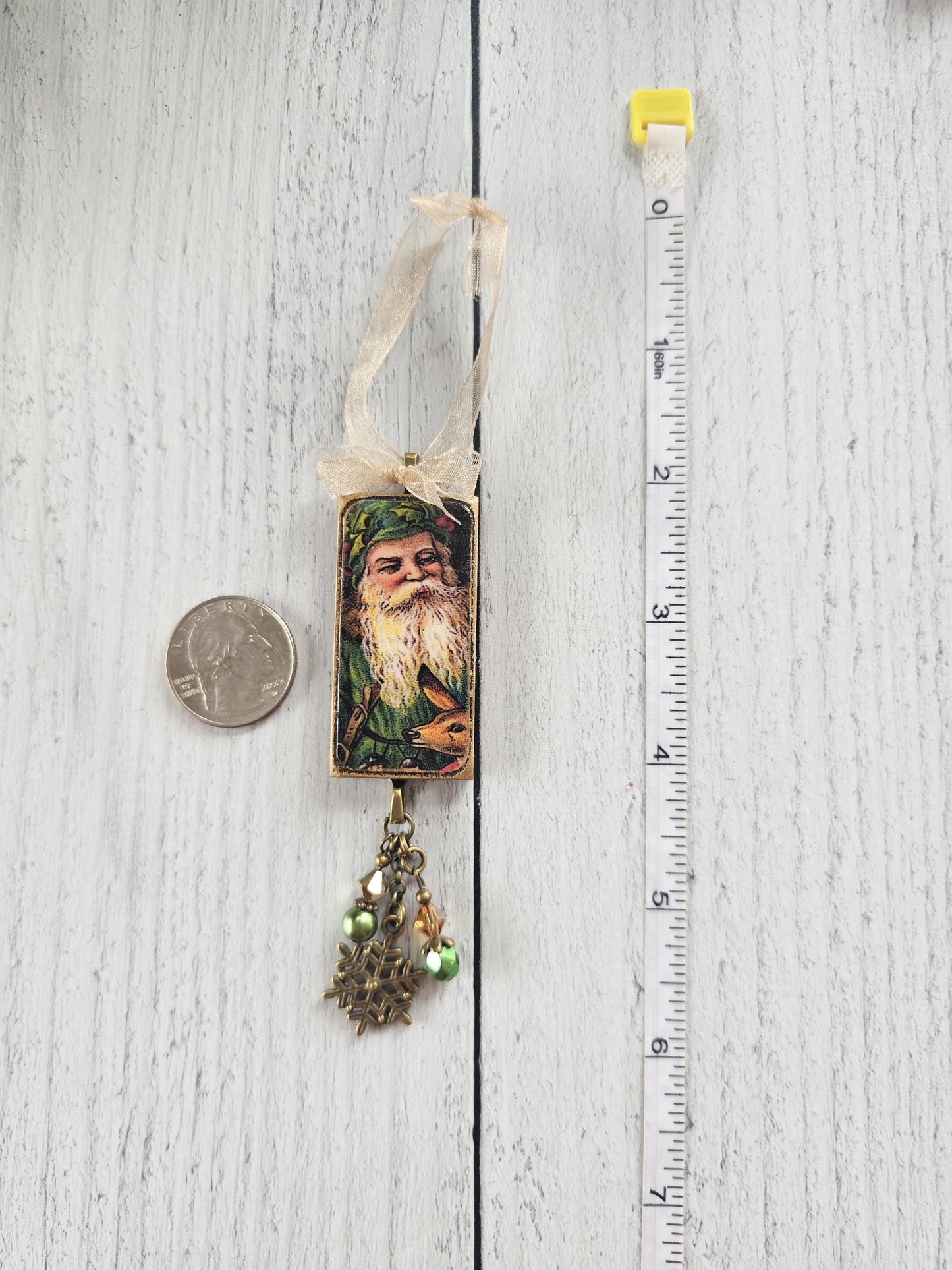 Set of Three Vintage Era Santa Wood Christmas Ornaments, Buy One or All Three