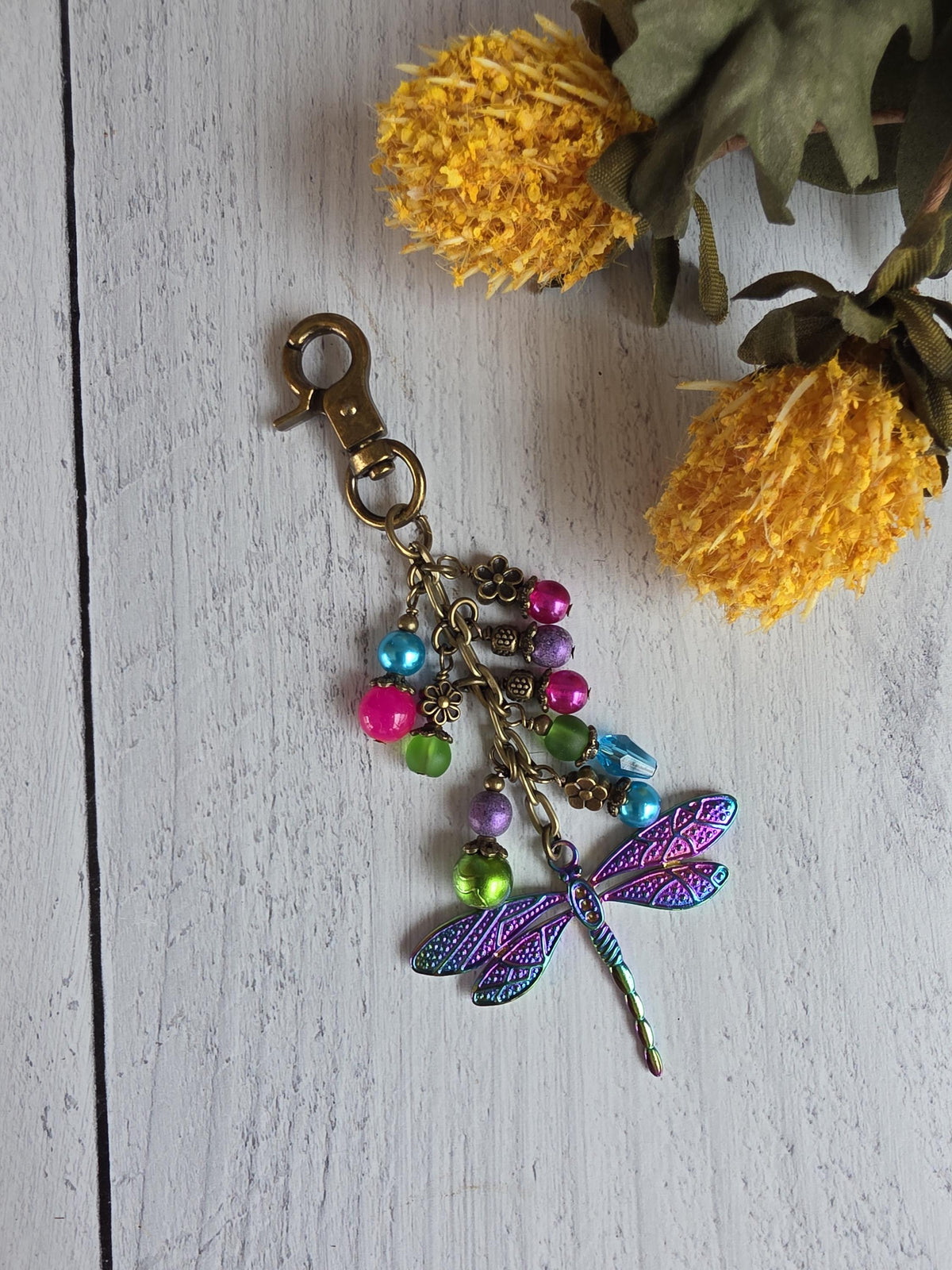 Dragonfly Bag Charm, Bright and Colorful