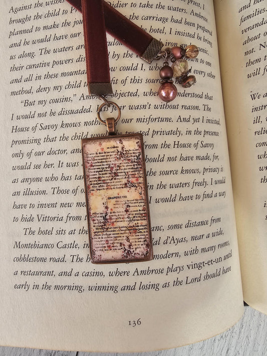 Copper Velvet Ribbon Bookmark, Bookworm Idea, Gift for Her, , Teacher Gift,, Mother Gift