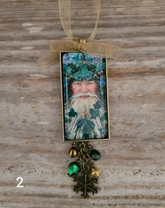 Green Man Ornament, Holly King, Christmas Holiday Decor, Pagan Decor