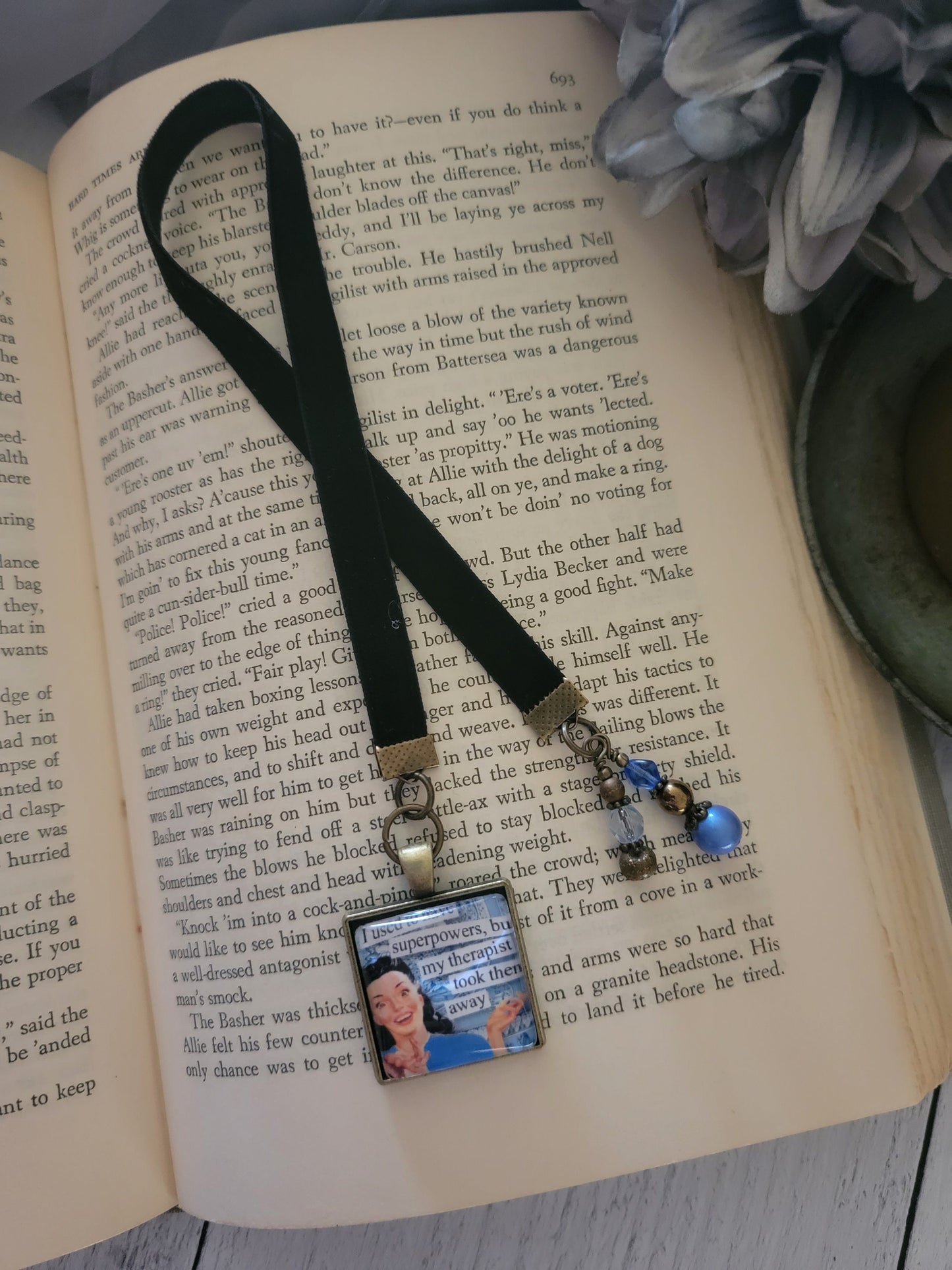 Sarcastic Bookmark, Funny Reader Gift, Unique Velvet Ribbon Bookmarker