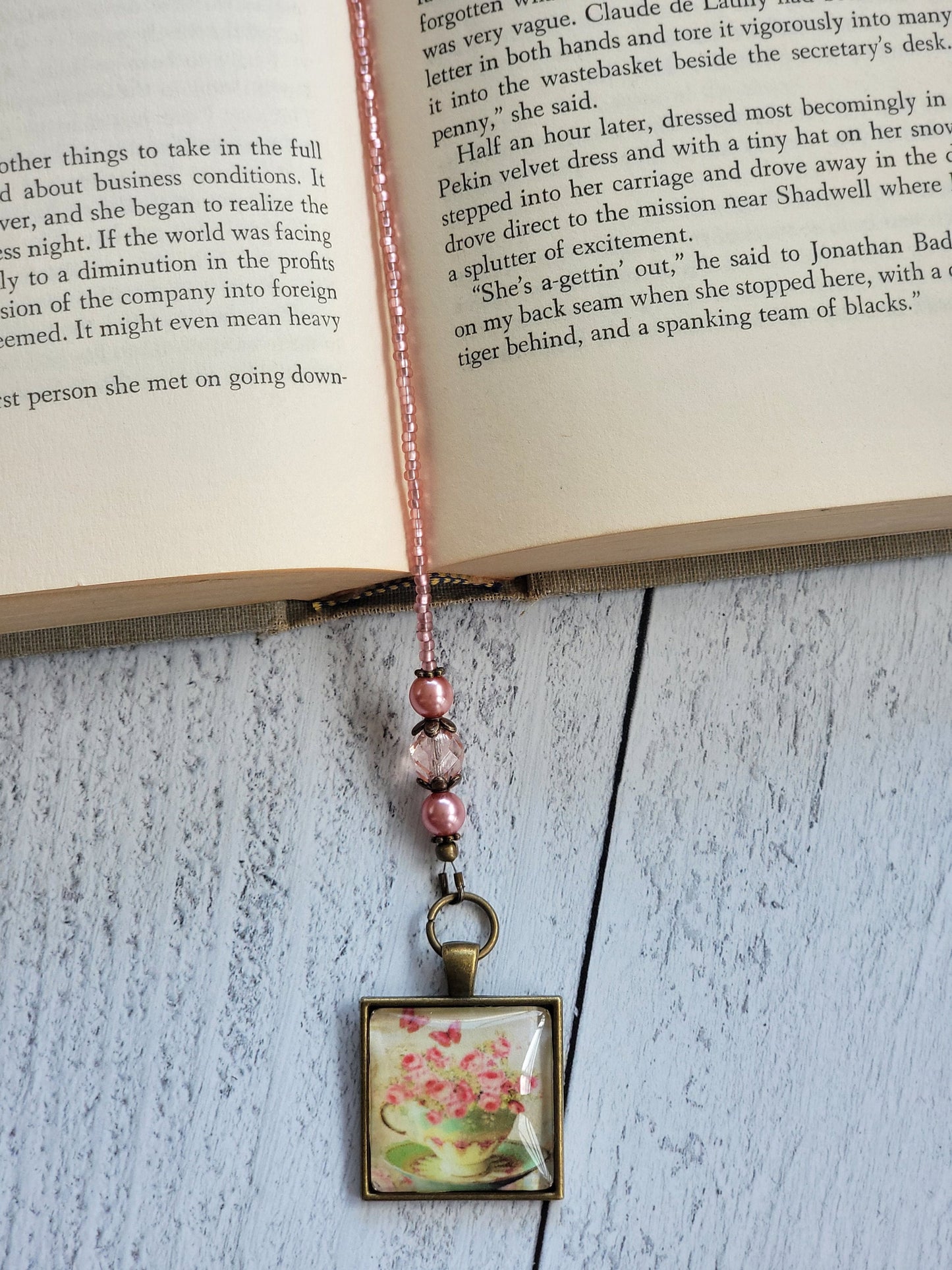 Tea or Coffee Themed Bookmark, Vintage Tea Cup and Flowers, Reader Gift