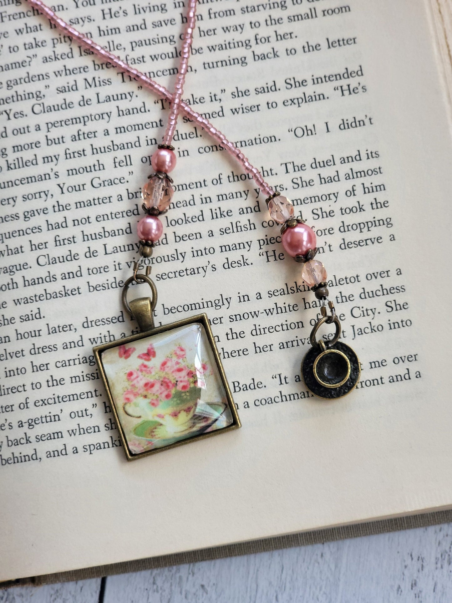 Tea or Coffee Themed Bookmark, Vintage Tea Cup and Flowers, Reader Gift