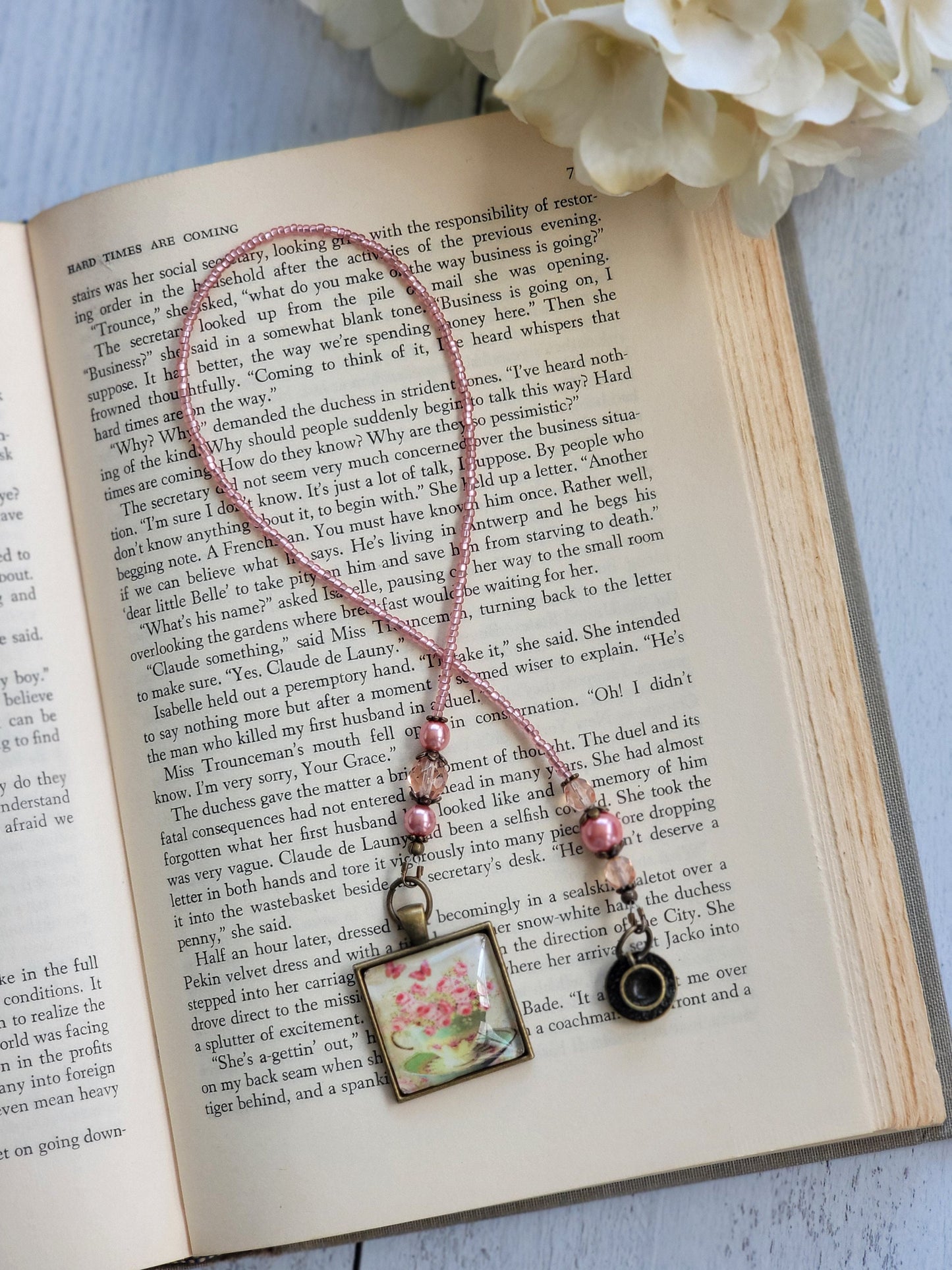 Tea or Coffee Themed Bookmark, Vintage Tea Cup and Flowers, Reader Gift