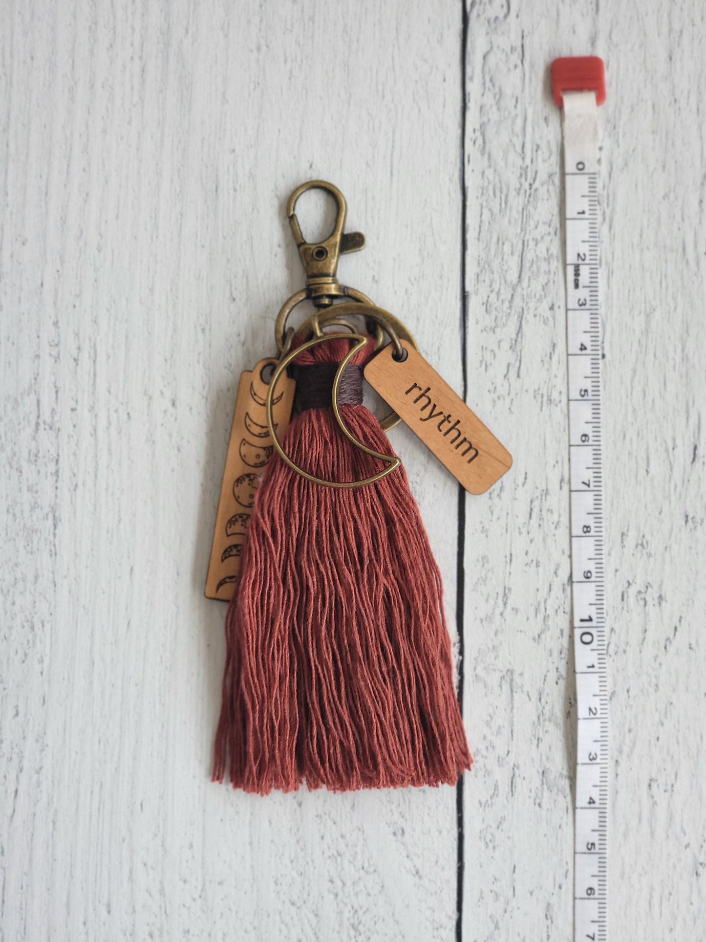 Rhythm of the Moon Bag Tassel, Boho Moon Cycle Purse Charm, Choose from 13 Colors