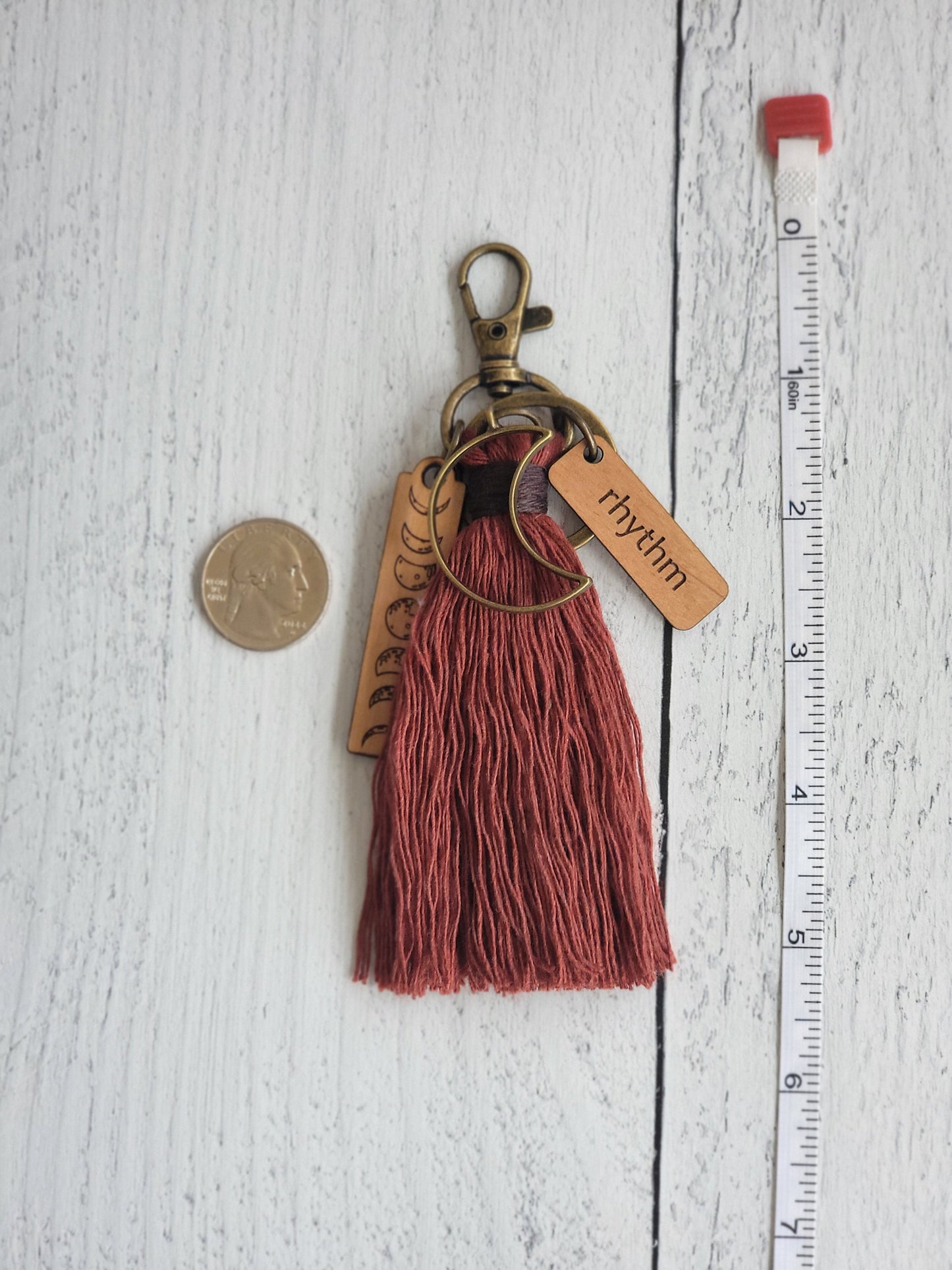 Rhythm of the Moon Bag Tassel, Boho Moon Cycle Purse Charm, Choose from 13 Colors