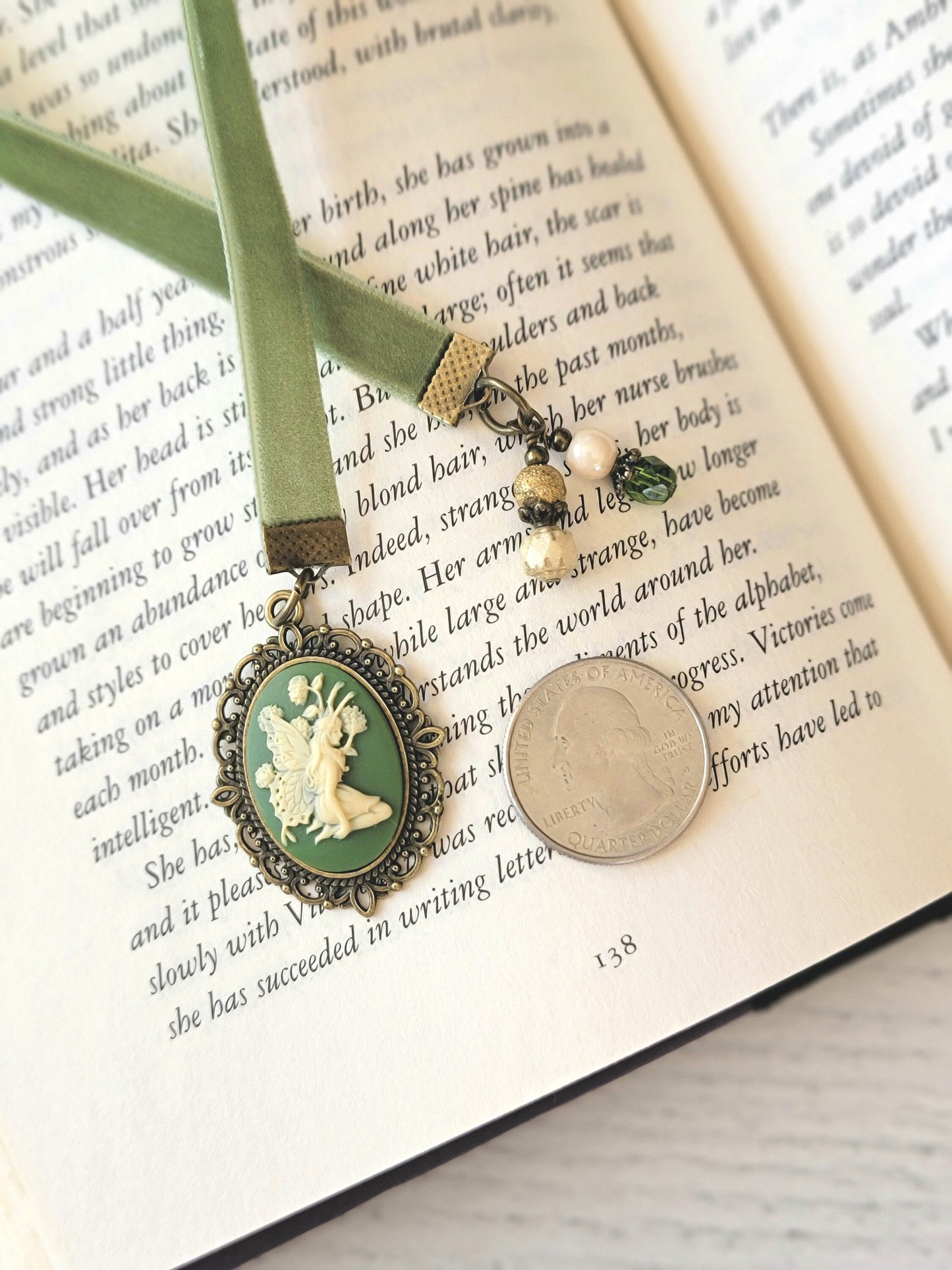 Fairy Cameo Bookmark, Velvet Ribbon Bookmarker, Book Lover Gift