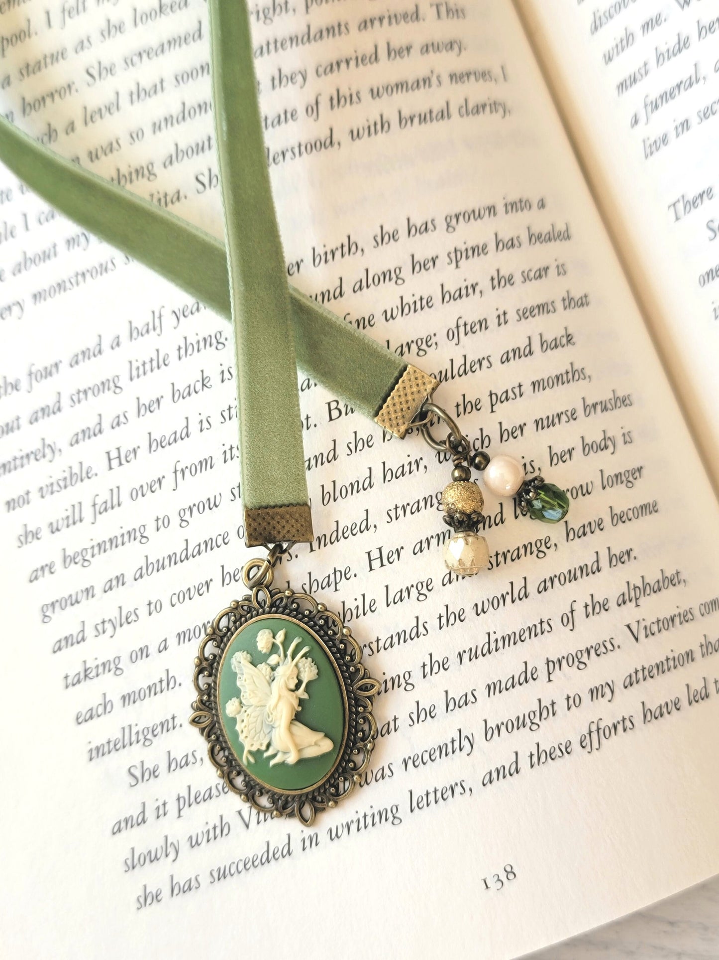 Fairy Cameo Bookmark, Velvet Ribbon Bookmarker, Book Lover Gift