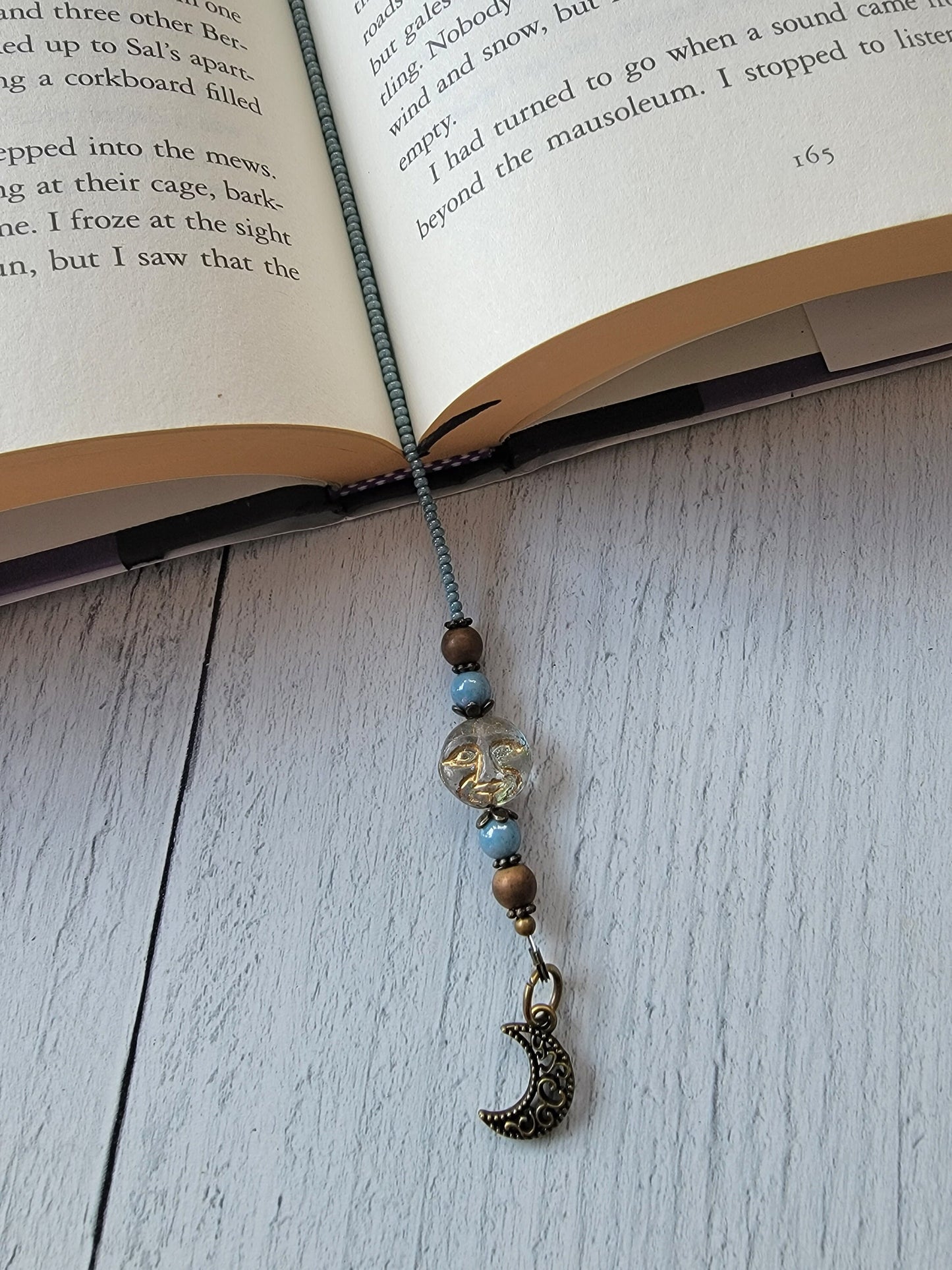 Man in Moon Bookmark, Moon Face Bookmark, Boho Bookmark, Book Lover Gift