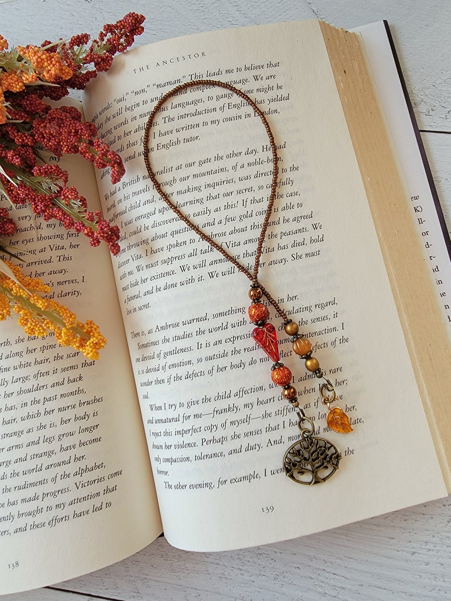 Unique Heart Leaf Bookmark with Autumn Theme - Perfect for Her