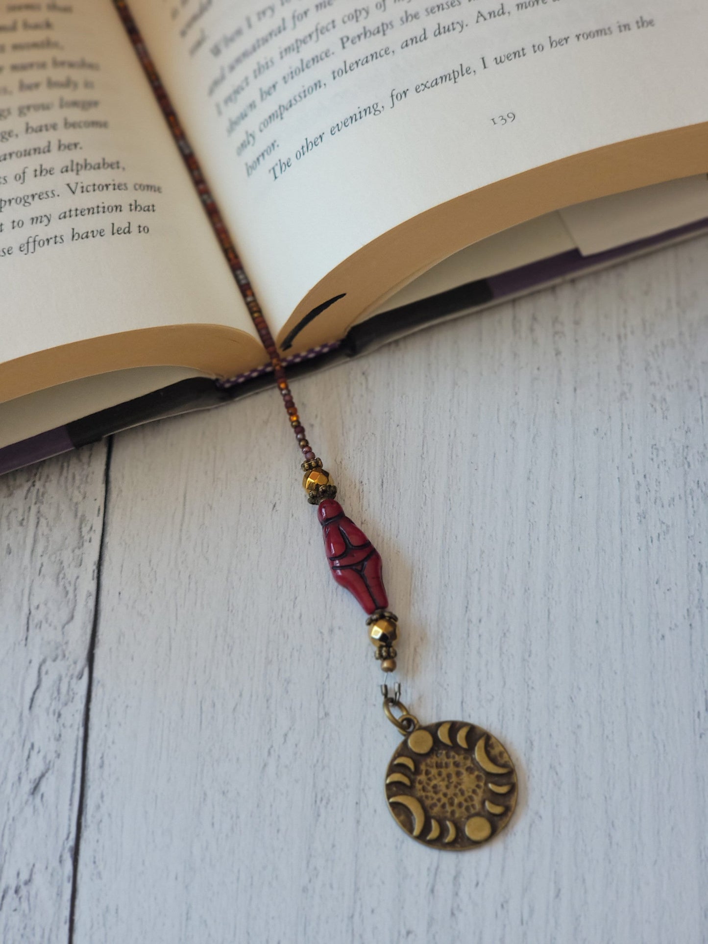 Goddess Bookmark: Handcrafted with Pyrite and Dyed Quartz Beads for Magical Reading Adventures