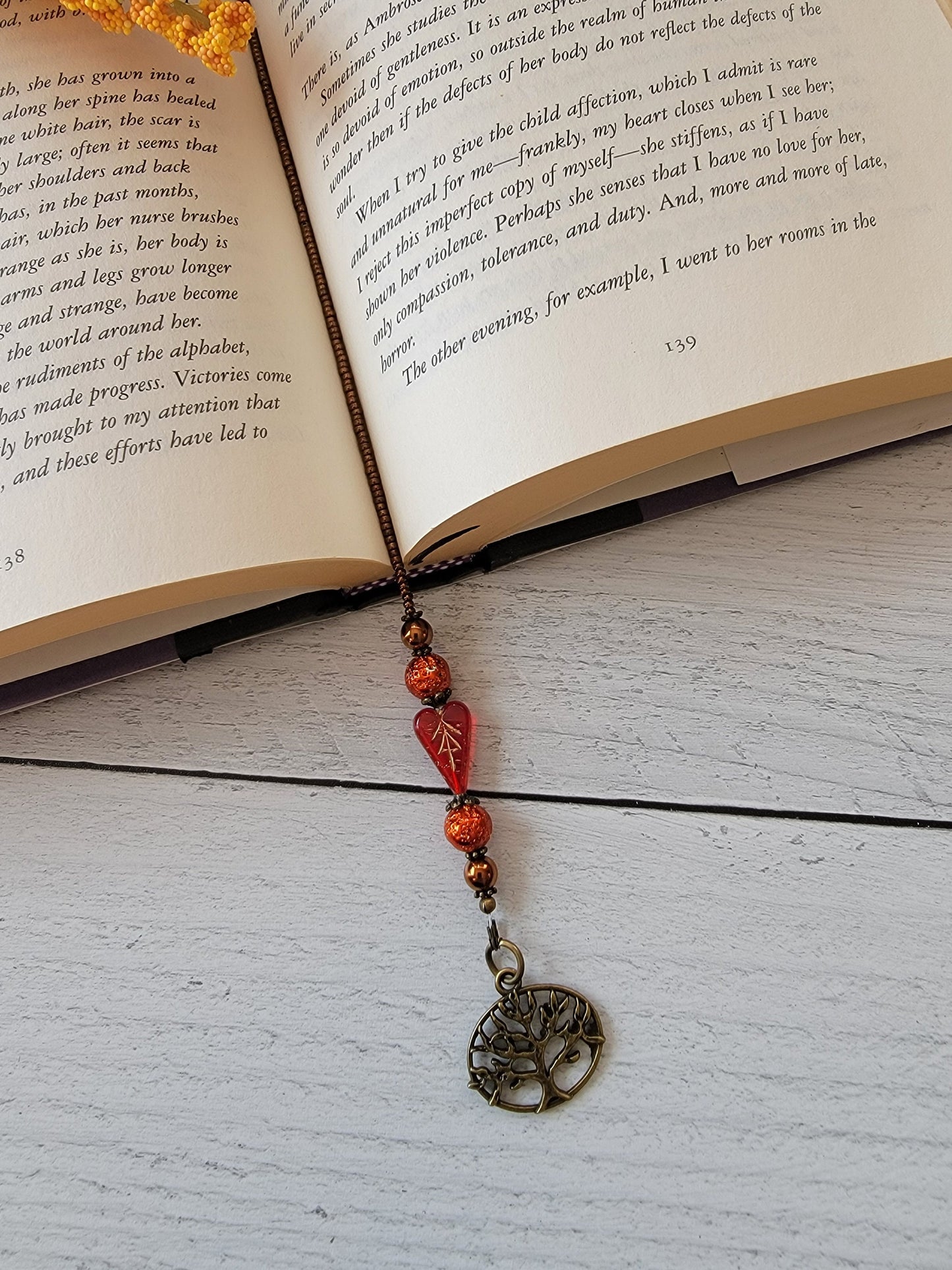 Unique Heart Leaf Bookmark with Autumn Theme - Perfect for Her