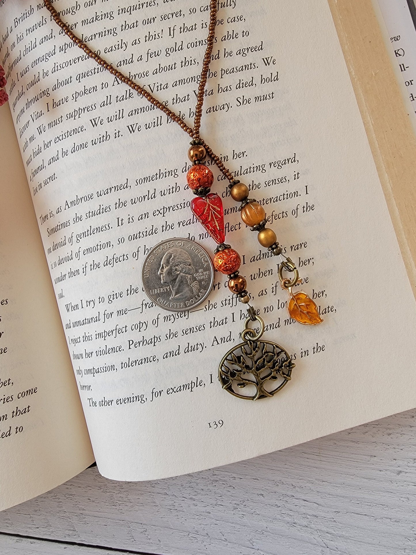 Unique Heart Leaf Bookmark with Autumn Theme - Perfect for Her