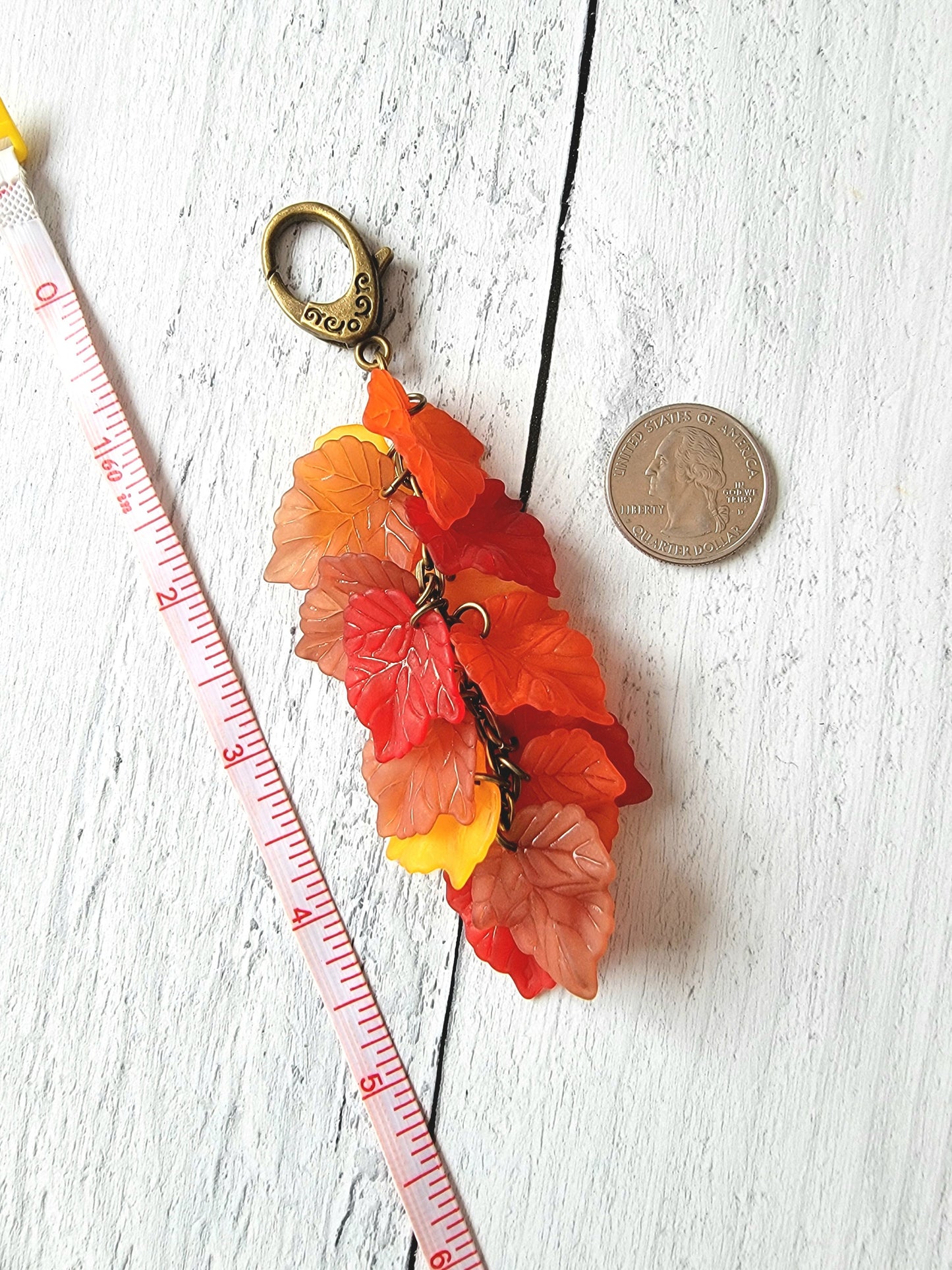 Autumn Leaf Bag Charm, Fall Purse Charm, Autumn Leaves Tassel