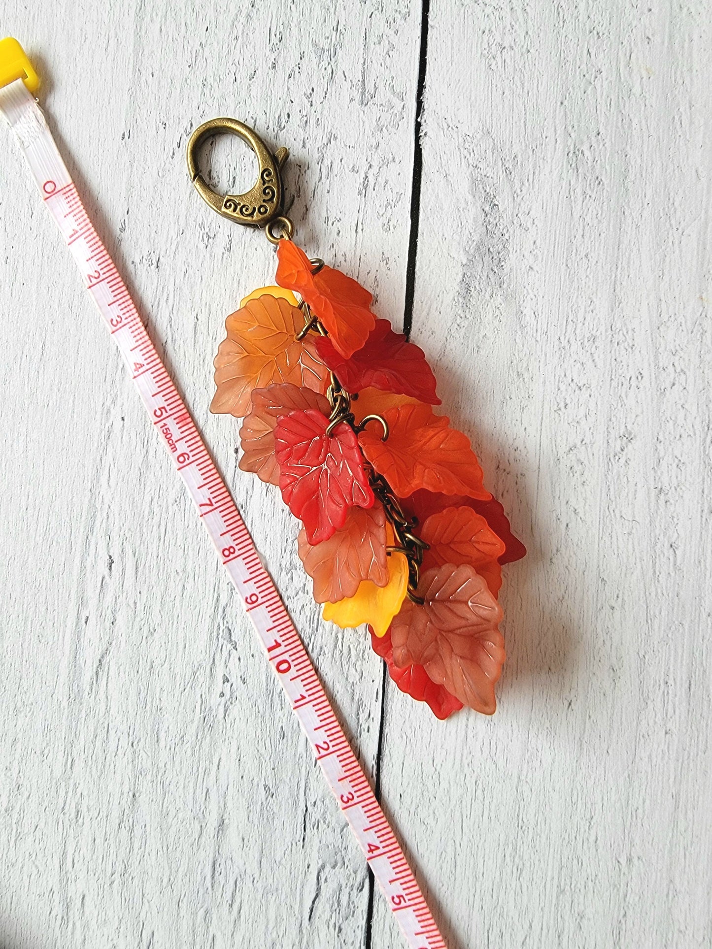 Autumn Leaf Bag Charm, Fall Purse Charm, Autumn Leaves Tassel