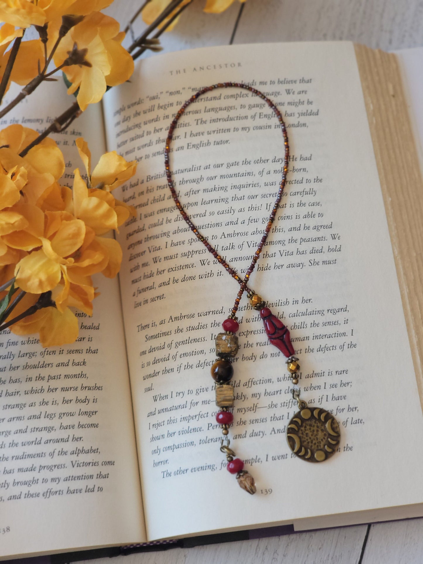 Goddess Bookmark: Handcrafted with Pyrite and Dyed Quartz Beads for Magical Reading Adventures