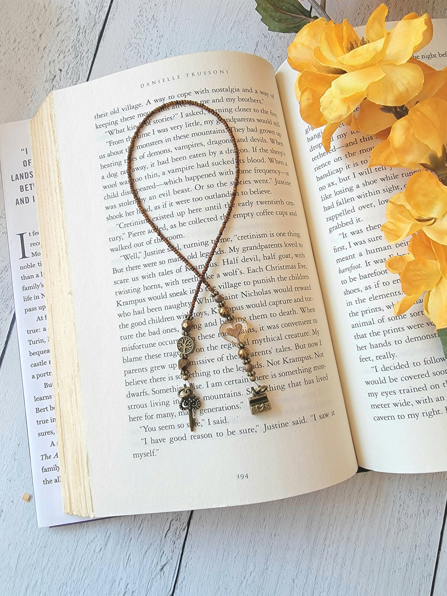 Key and Treasure Chest Bookmark, Featuring a Czech Heart Bead