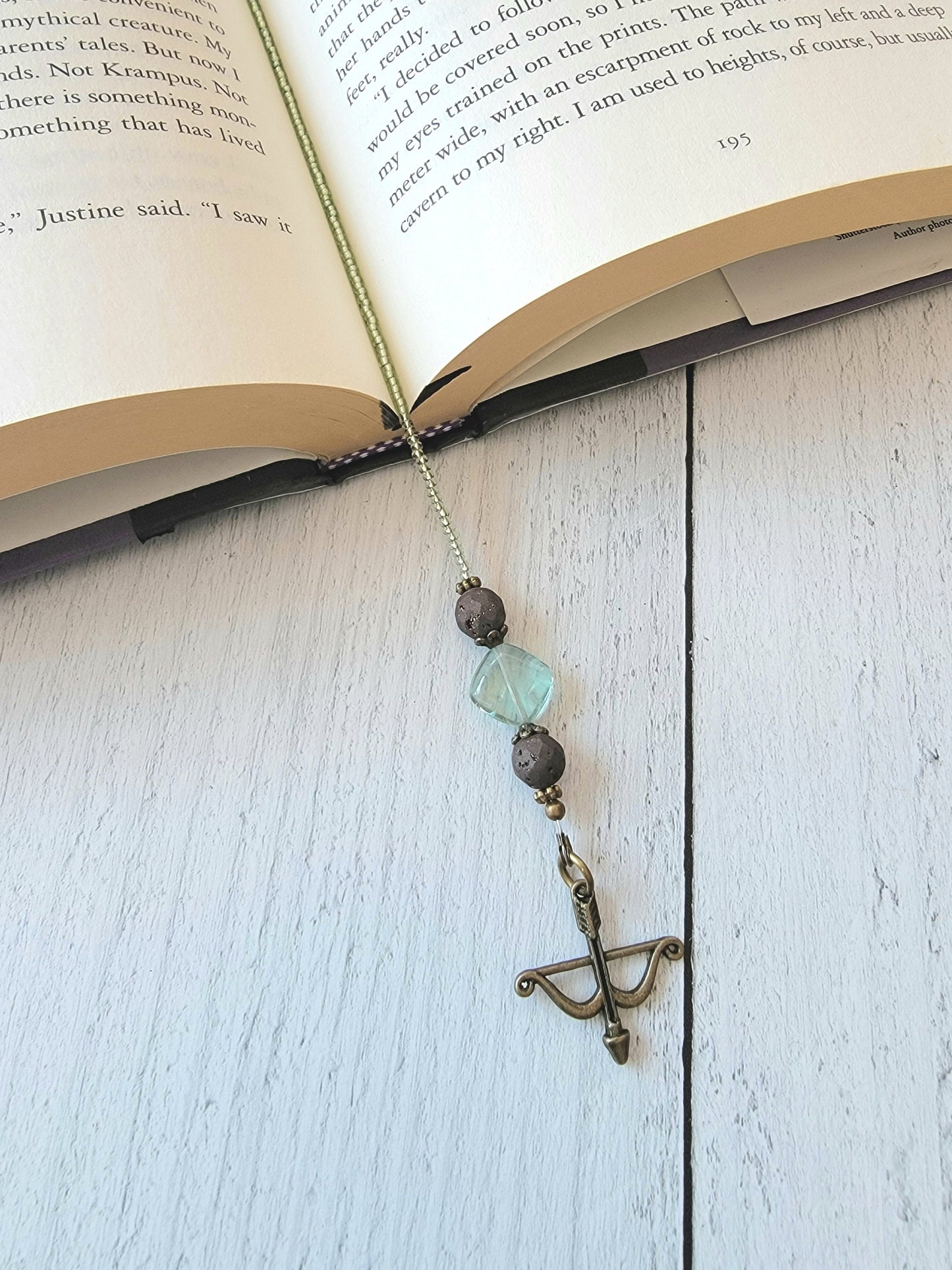 Goddess of the Hunt Beaded Bookmark - Archery Bow and Deer Charms