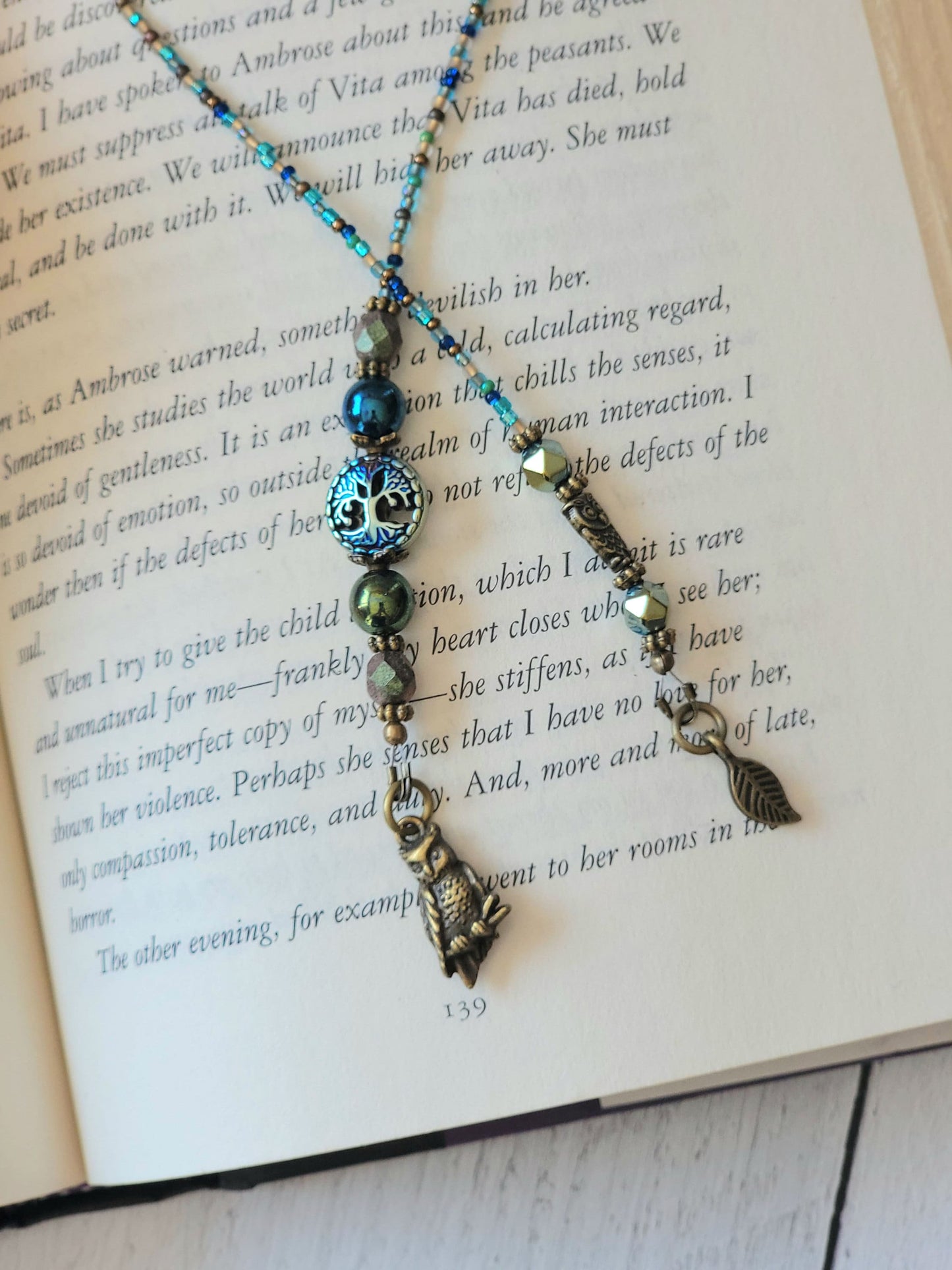 Celtic Tree Bookmark With Owl Bead and Charm