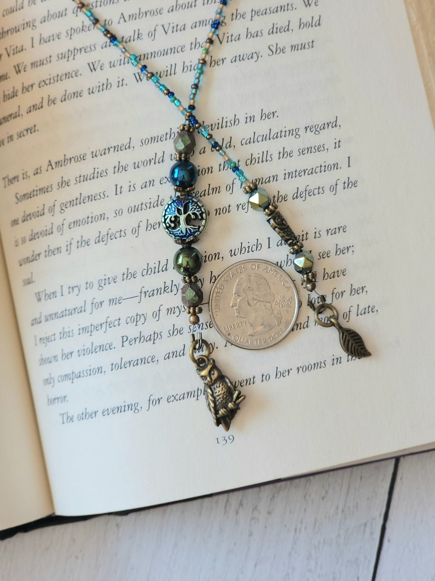 Celtic Tree Bookmark With Owl Bead and Charm