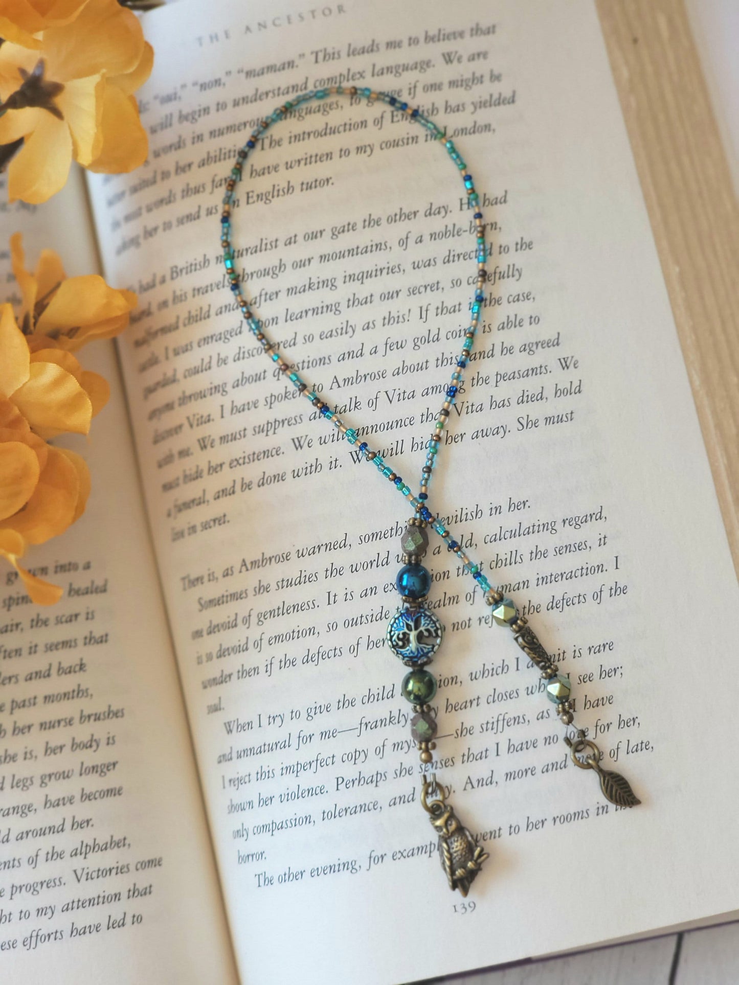 Celtic Tree Bookmark With Owl Bead and Charm