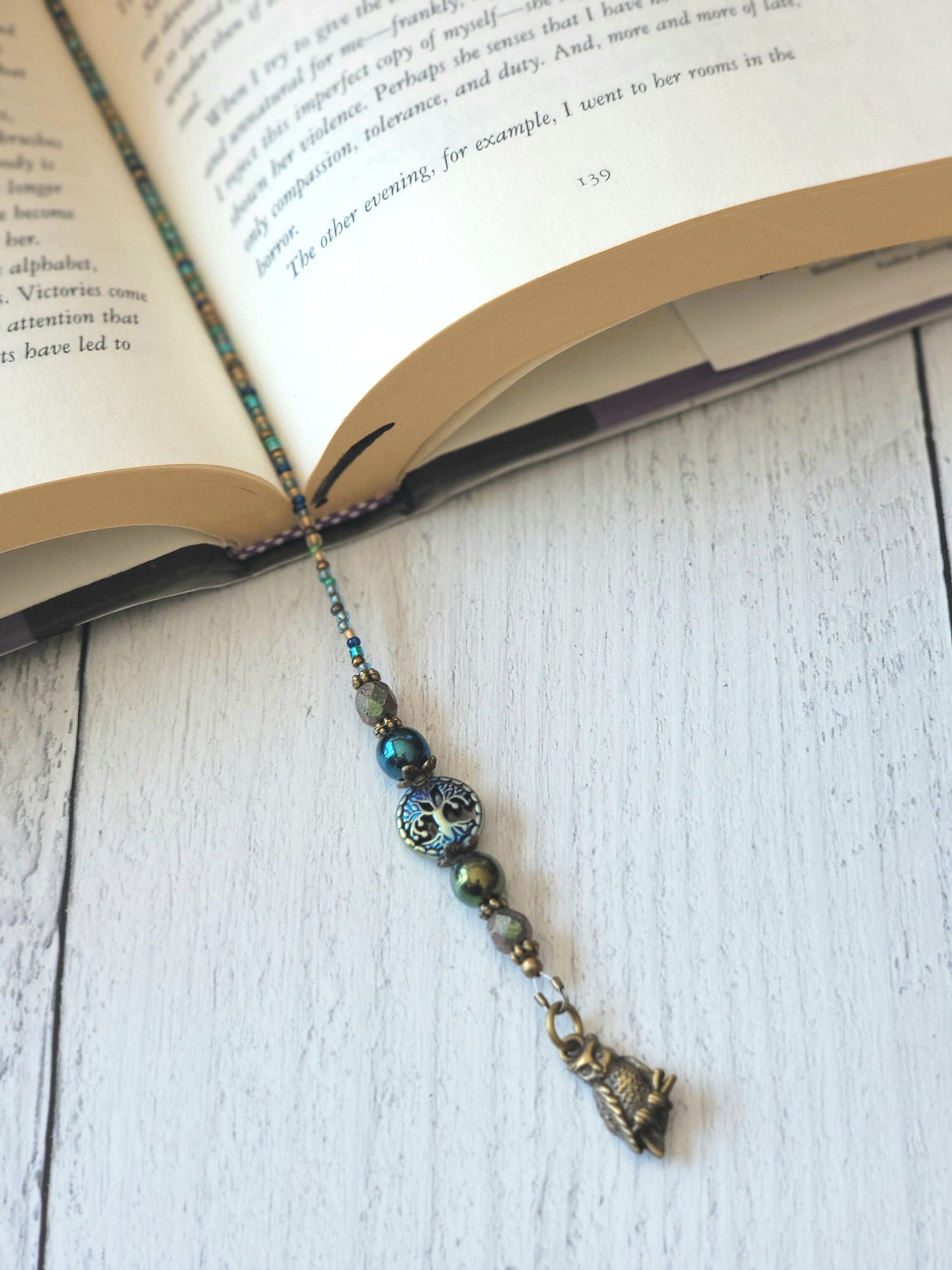 Celtic Tree Bookmark With Owl Bead and Charm