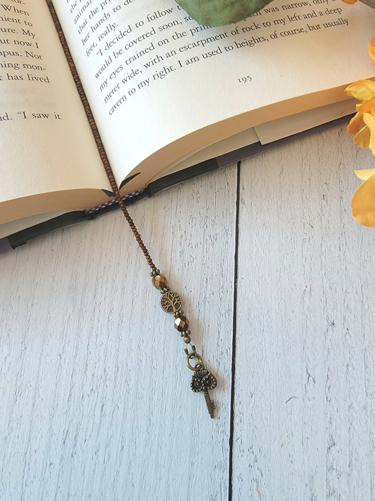 Key and Treasure Chest Bookmark, Featuring a Czech Heart Bead