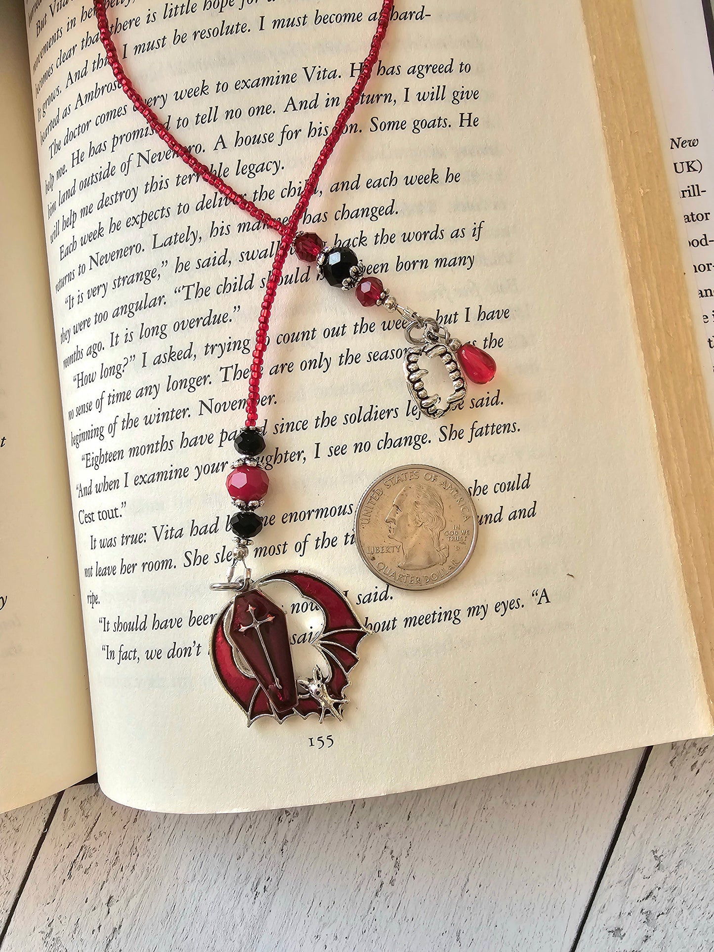 Vampire Bookmark, Fantasy Horror Reader Gift, Dracula Bookmarker, Bat Bookmark