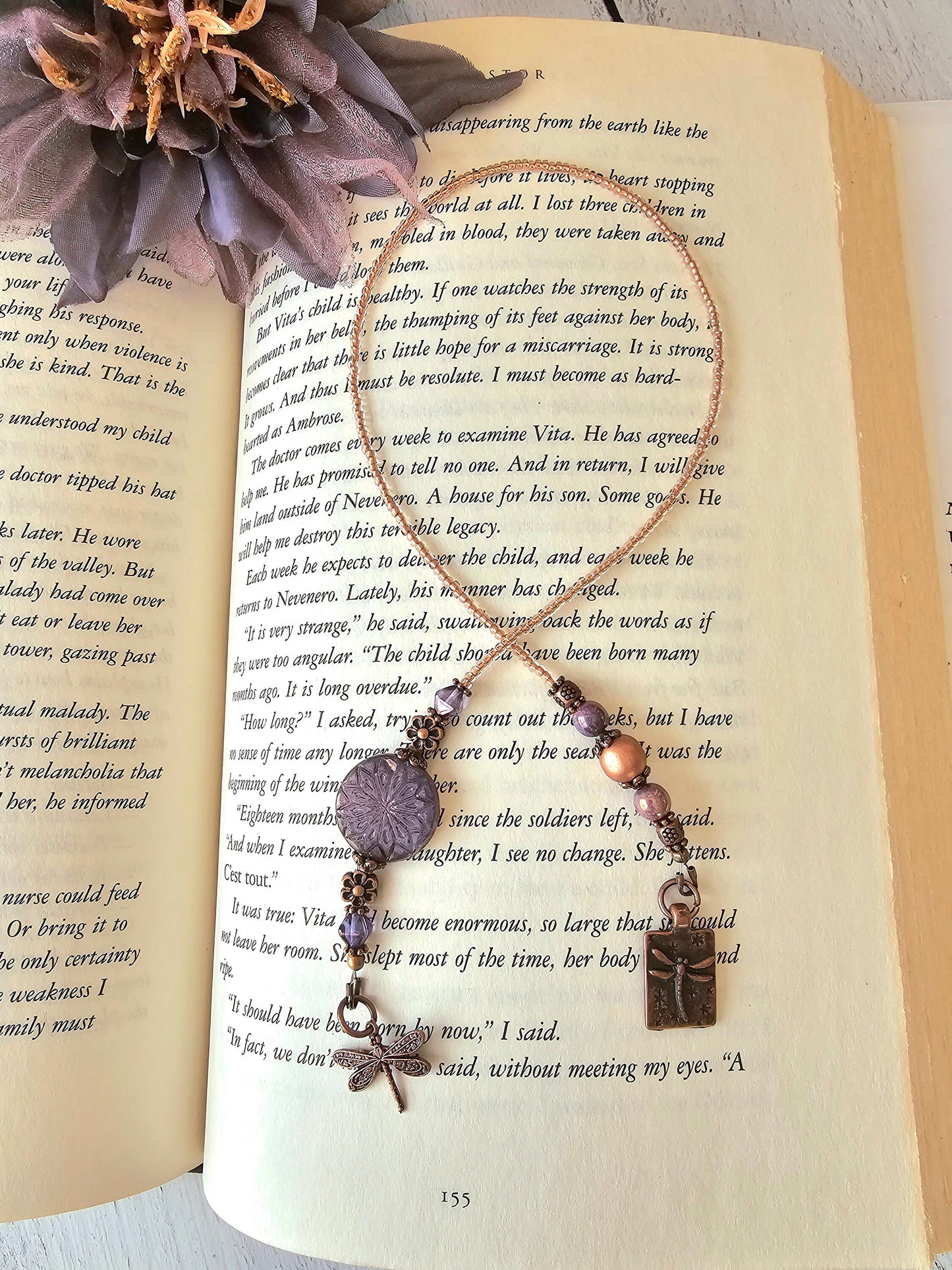 Dragonfly Bookmark, Boho Nature Bookmarker, Unique Reader Gift