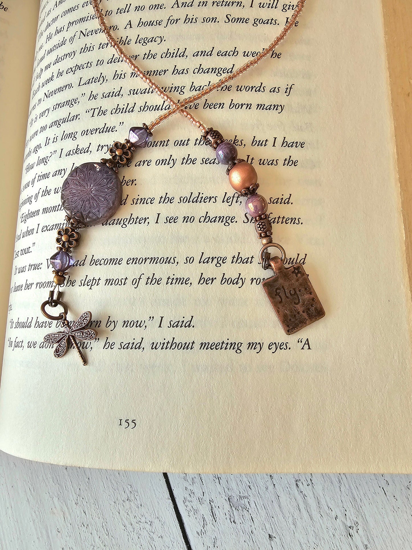 Dragonfly Bookmark, Boho Nature Bookmarker, Unique Reader Gift