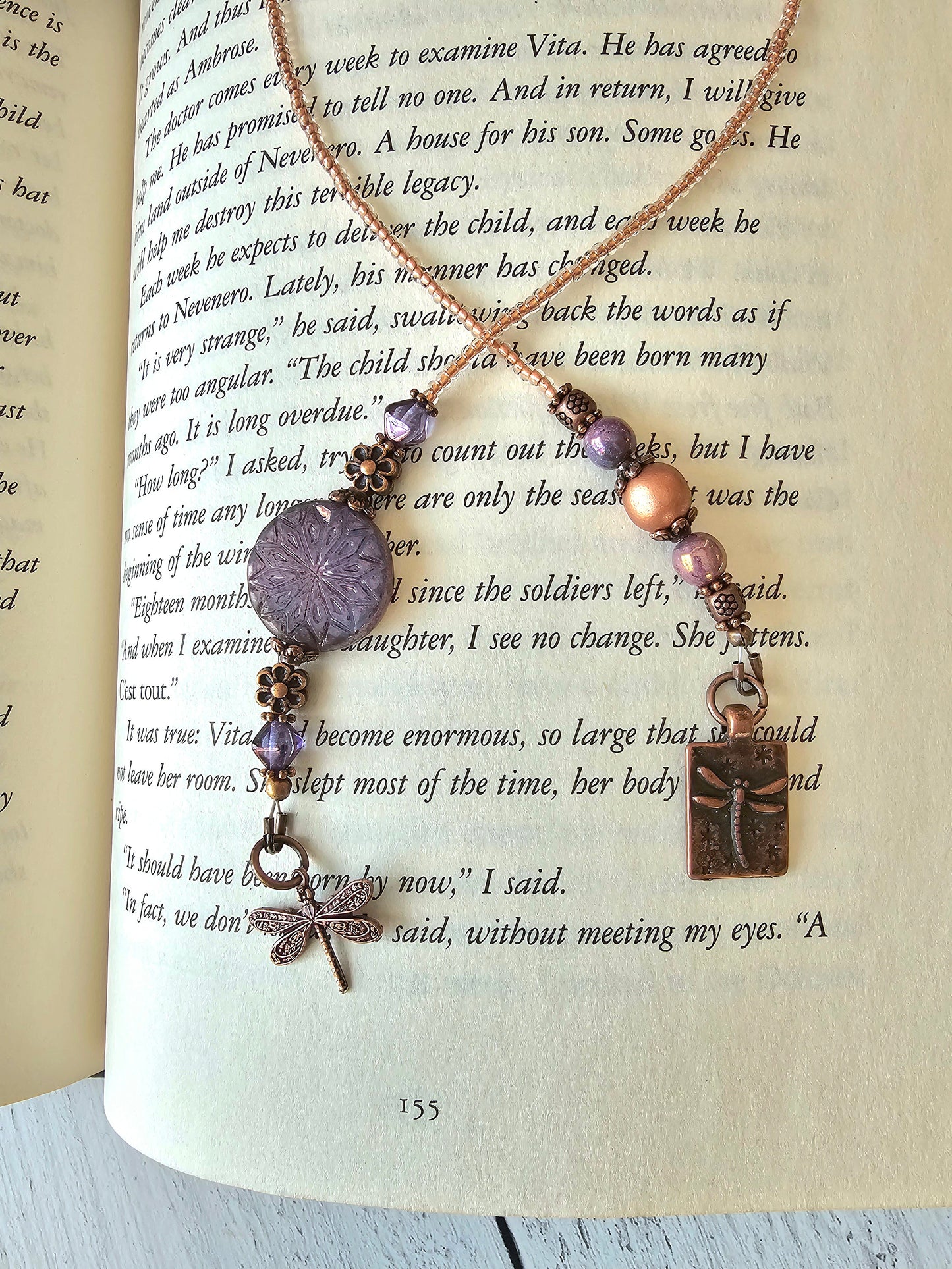 Dragonfly Bookmark, Boho Nature Bookmarker, Unique Reader Gift