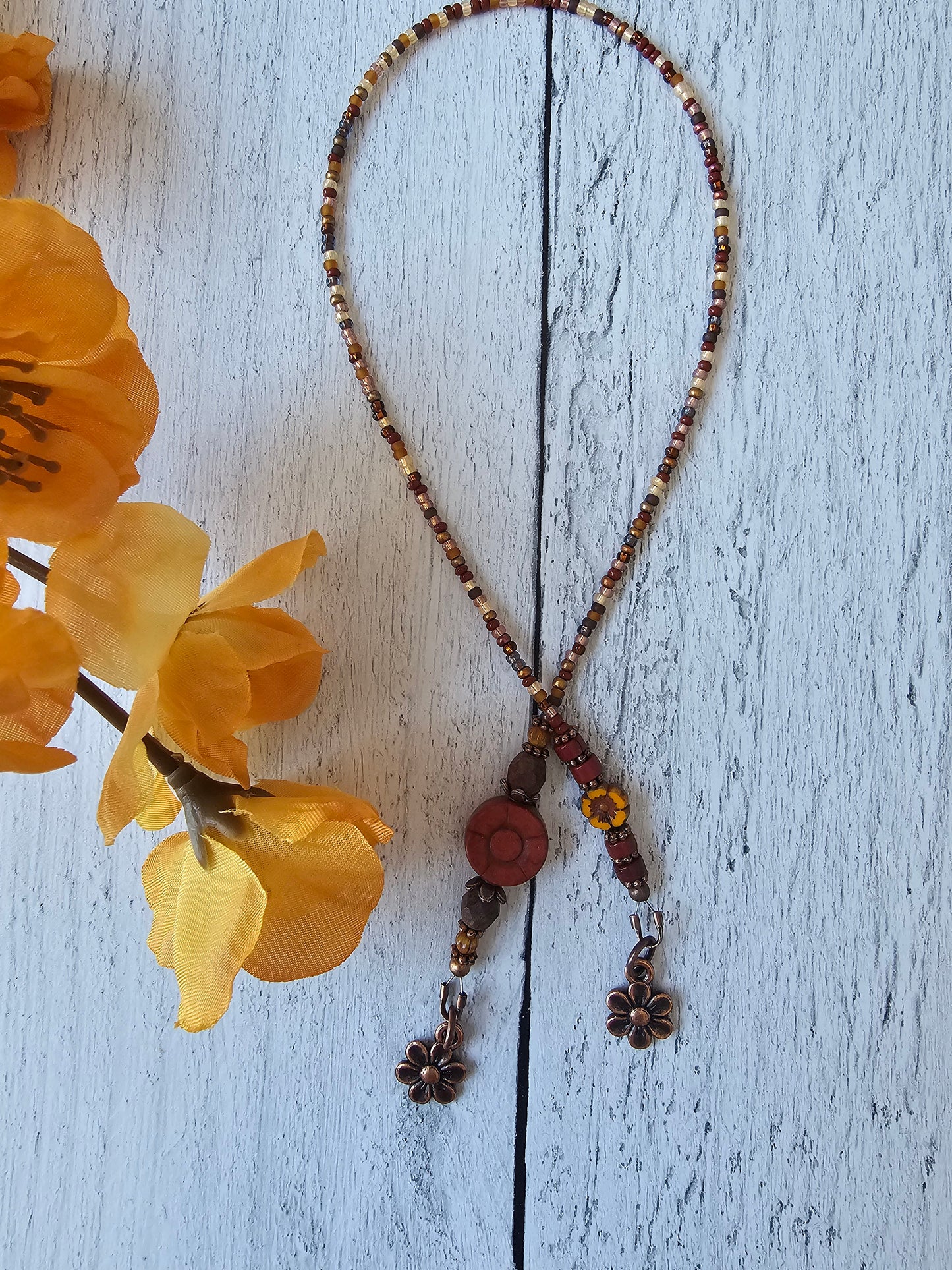 Boho Style Flower Book Thong, Beaded Bookmark That Makes a Lovely Gift for Any Reader