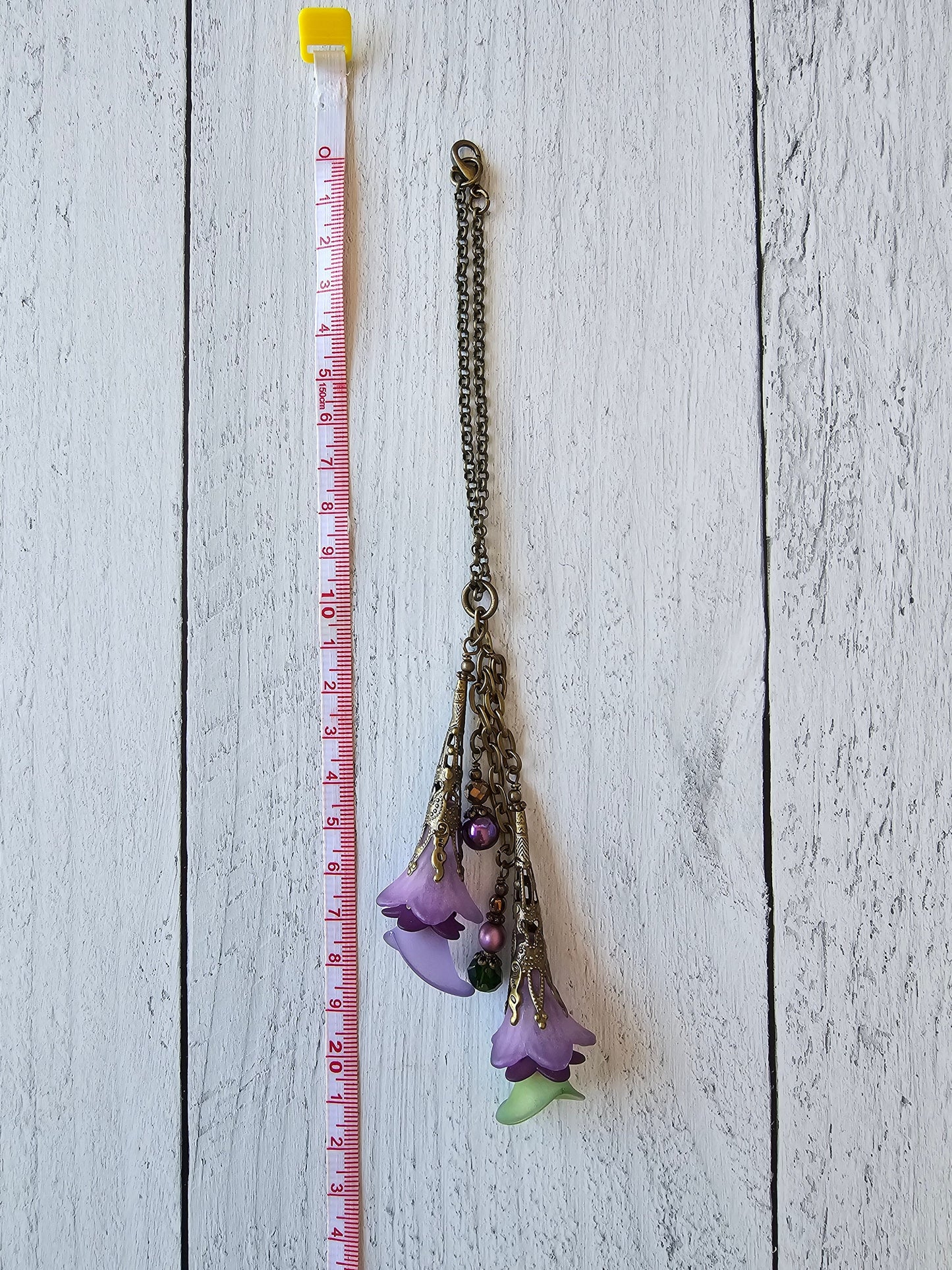 Car Mirror Charm With Vintage Style Flowers and Bead Charms