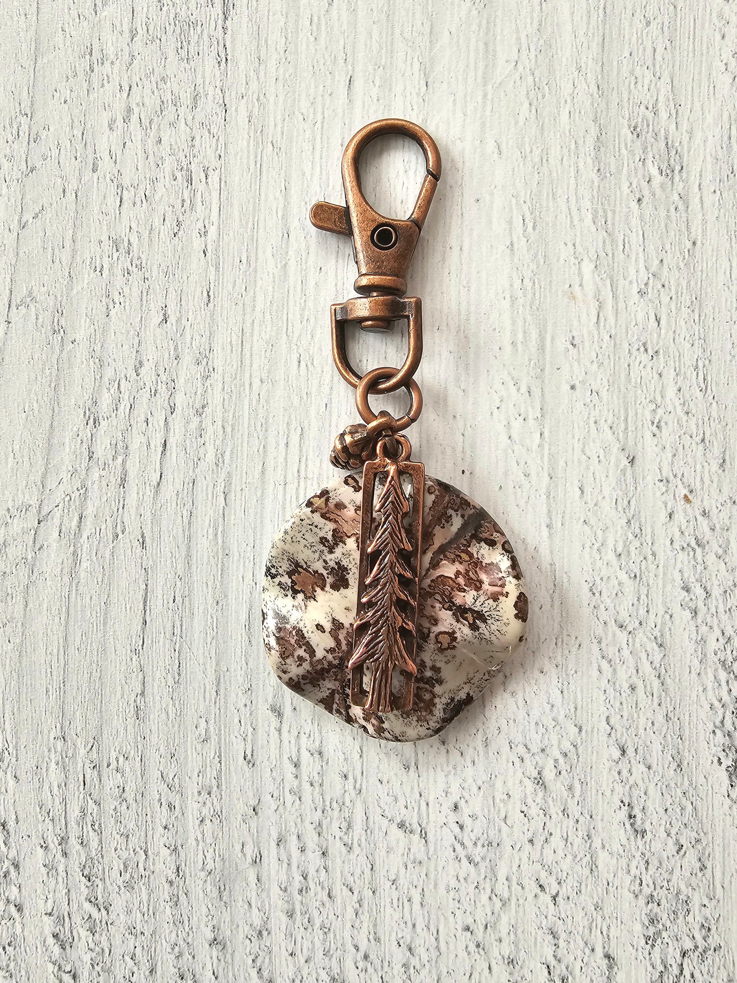 Boho Style Bag Charm, Zipper Pull with Striking Stone Focal Charm