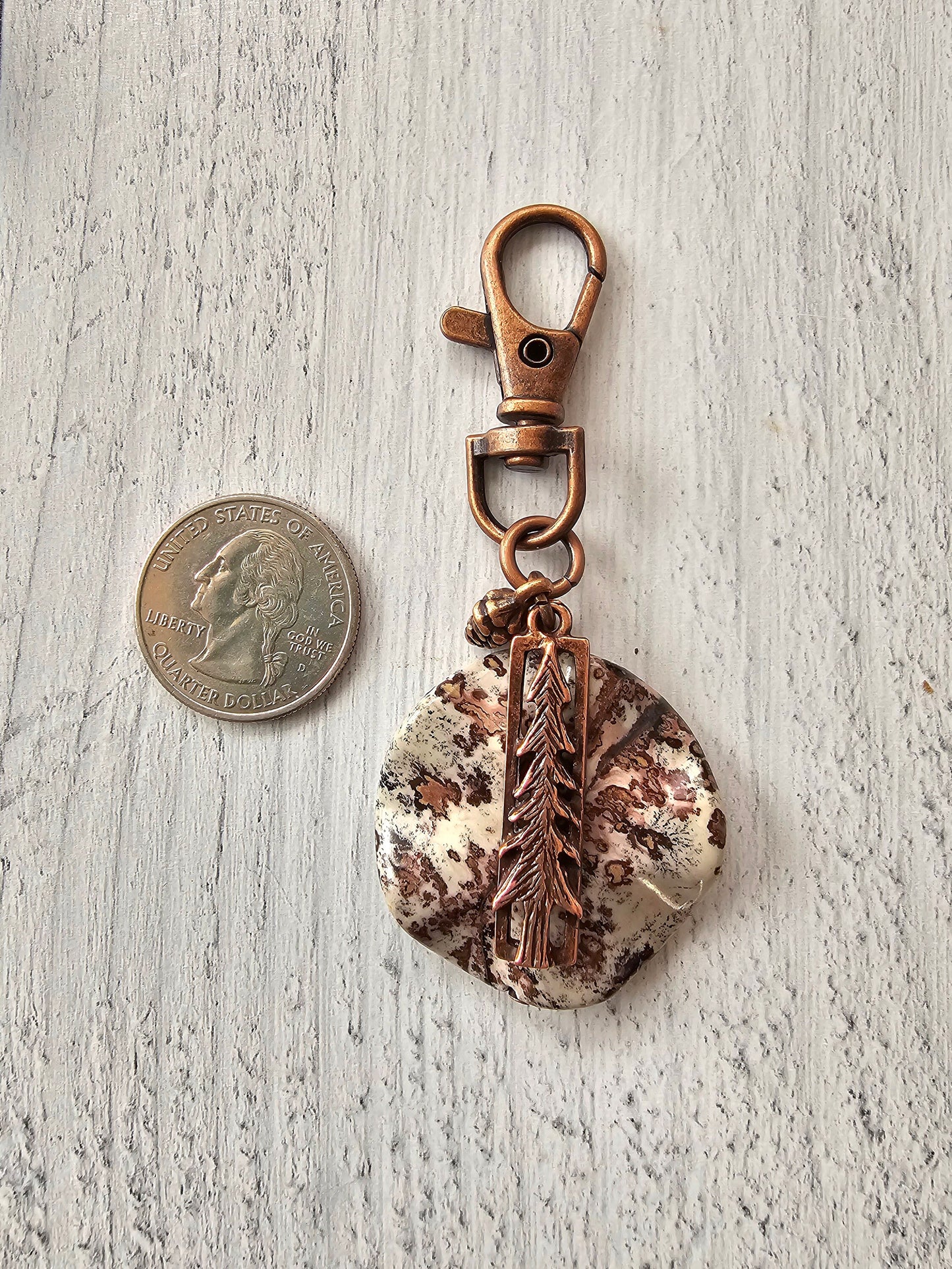 Boho Style Bag Charm, Zipper Pull with Striking Stone Focal Charm