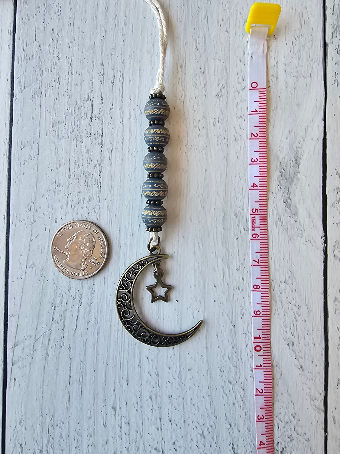 Boho Style Moon and Stars Car Mirror Charm, Unique Celestial Charm