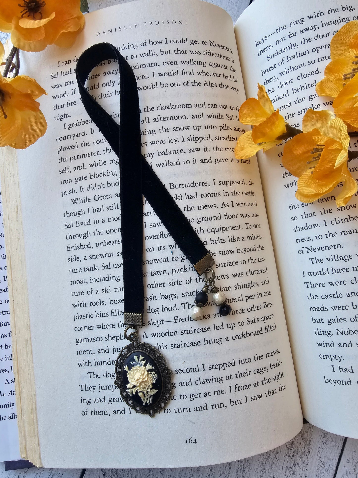 Velvet Rose Cameo Bookmark, Handmade Reader Gift