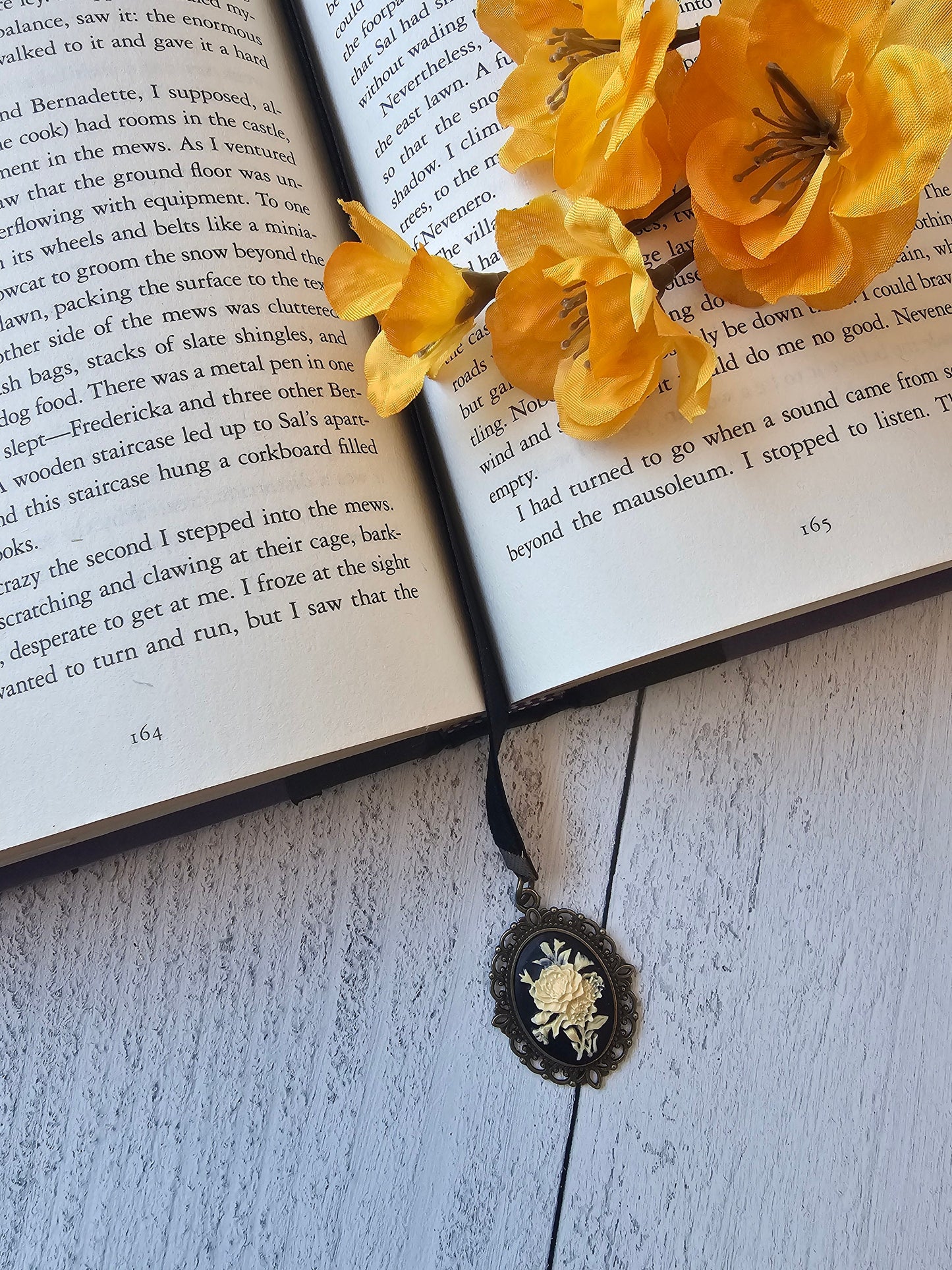 Velvet Rose Cameo Bookmark, Handmade Reader Gift