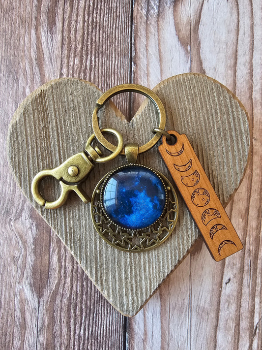 Moon Phase Key Ring, Choose Your Moon Keychain, Unique Lunar Bag Charm, Moon Lover Gift