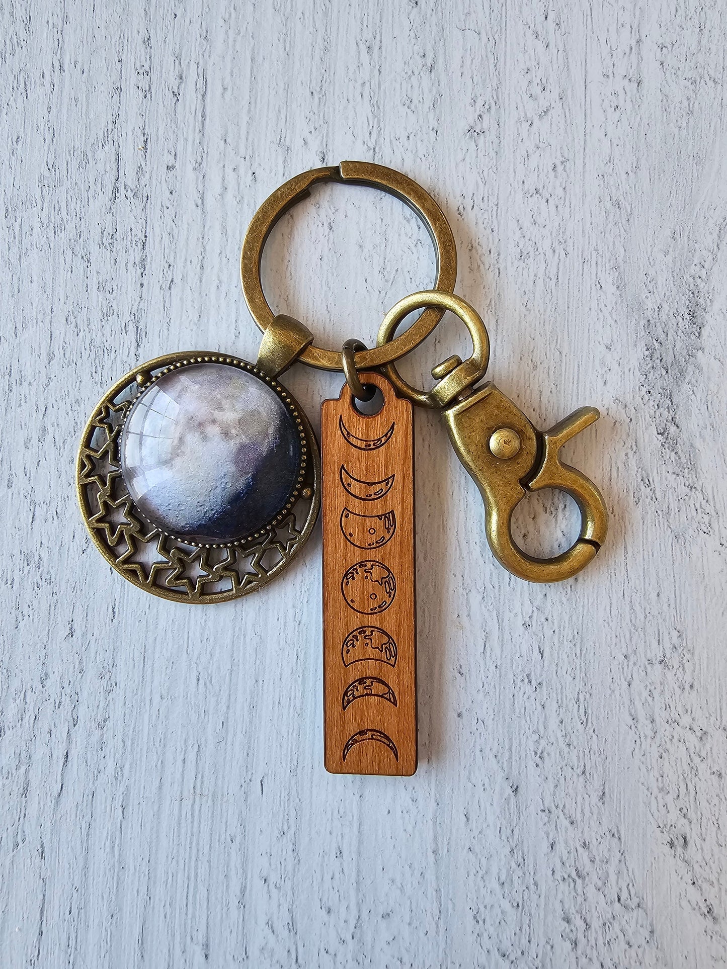 Moon Phase Key Ring, Choose Your Moon Keychain, Unique Lunar Bag Charm, Moon Lover Gift