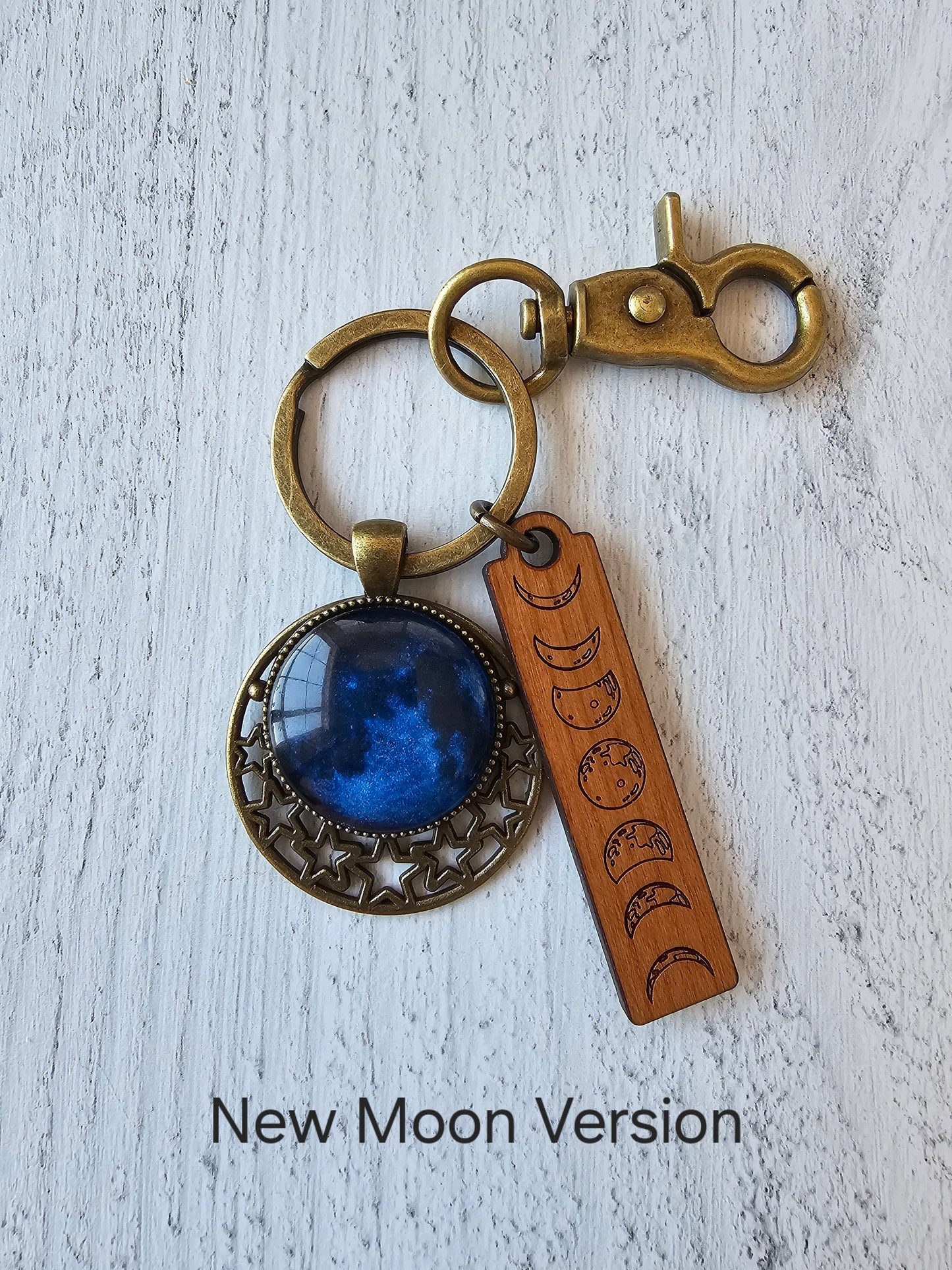 Moon Phase Key Ring, Choose Your Moon Keychain, Unique Lunar Bag Charm, Moon Lover Gift