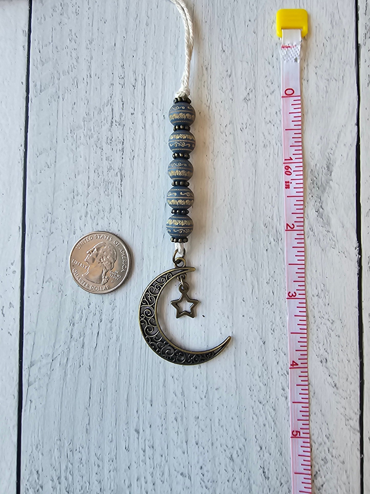 Boho Style Moon and Stars Car Mirror Charm, Unique Celestial Charm