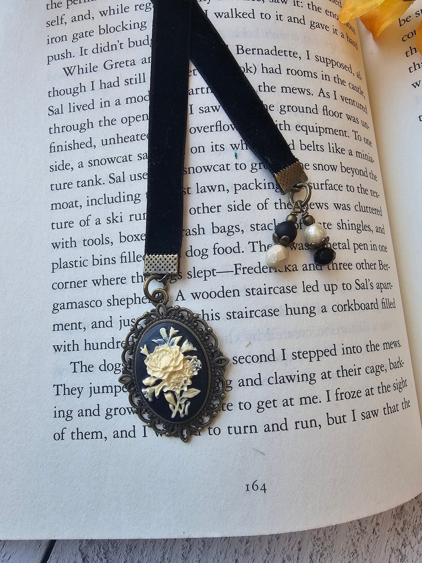 Velvet Rose Cameo Bookmark, Handmade Reader Gift