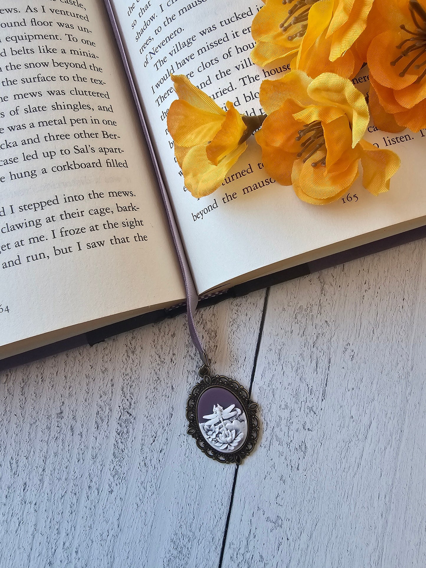 Dragonfly Velvet Ribbon Bookmark, Gift for Reader or Nature Lover