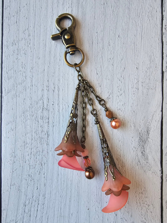 Vintage Style Flower Purse Charm, Zipper Charm