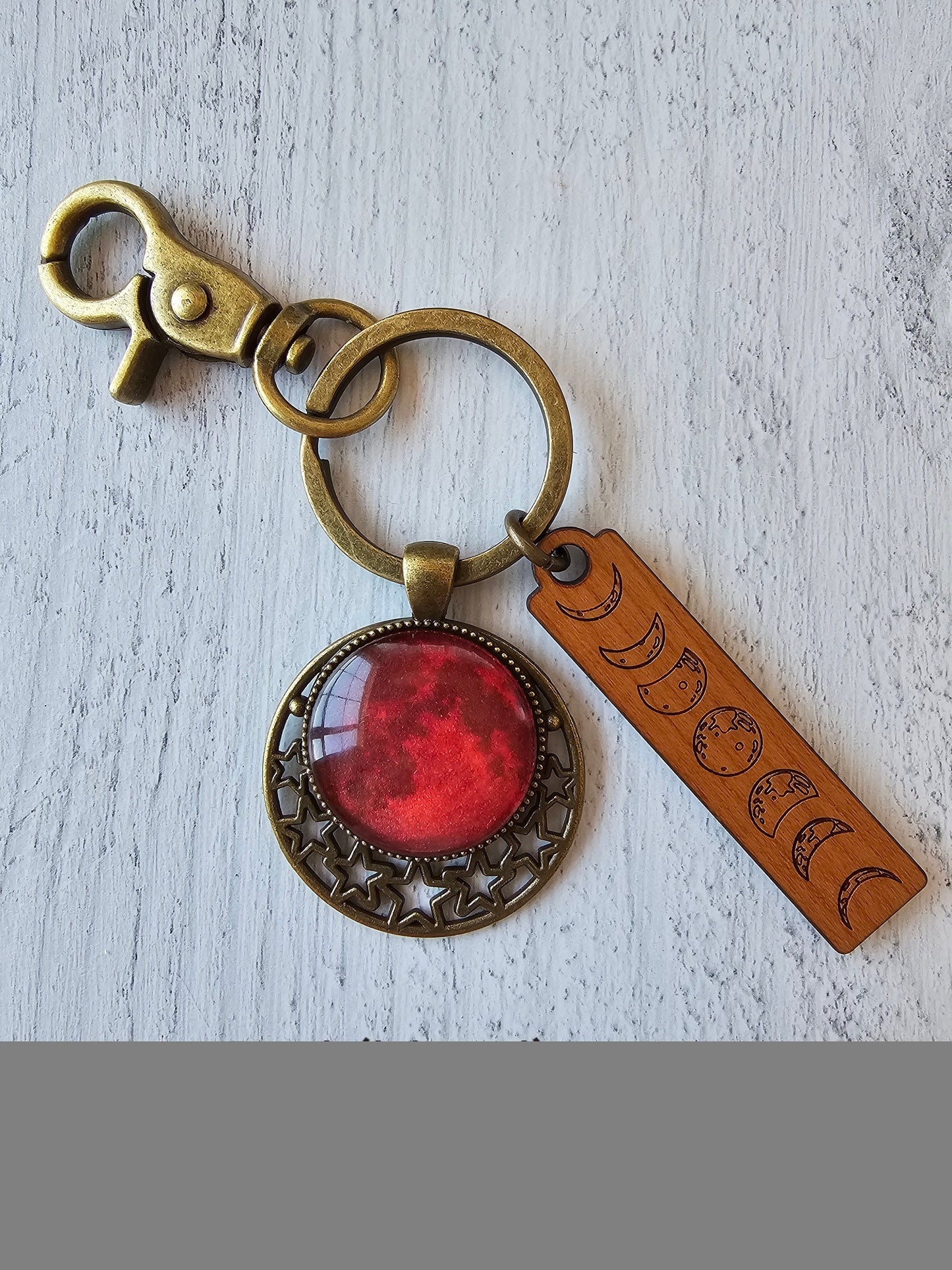 Moon Phase Key Ring, Choose Your Moon Keychain, Unique Lunar Bag Charm, Moon Lover Gift